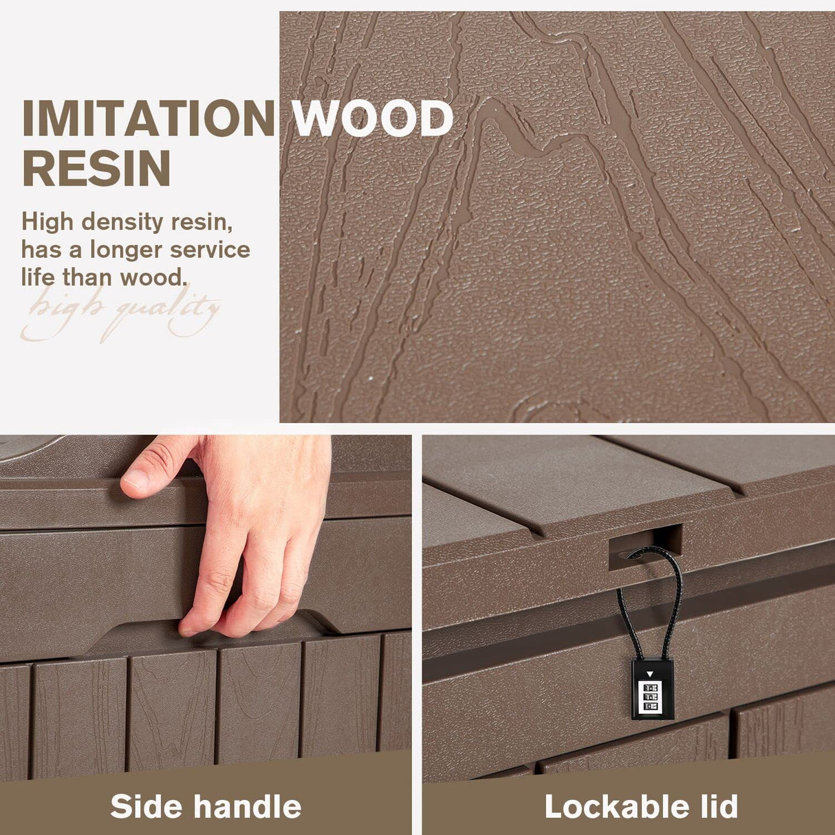 JUMMICO 31 Gallon Resin Deck Box Waterproof Indoor Outdoor Storage Boxes for Patio Furniture Cushions, Toys and Garden Tools JUMMICO