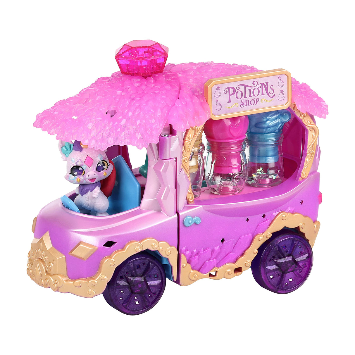 Magic Mixies Magic Potions Truck Playset. Transforms Into A Potion Shop. Create 3 Spells and Potion Surprises for Your Mixlings. Includes 1 Exclusive Mixling Magic Mixies