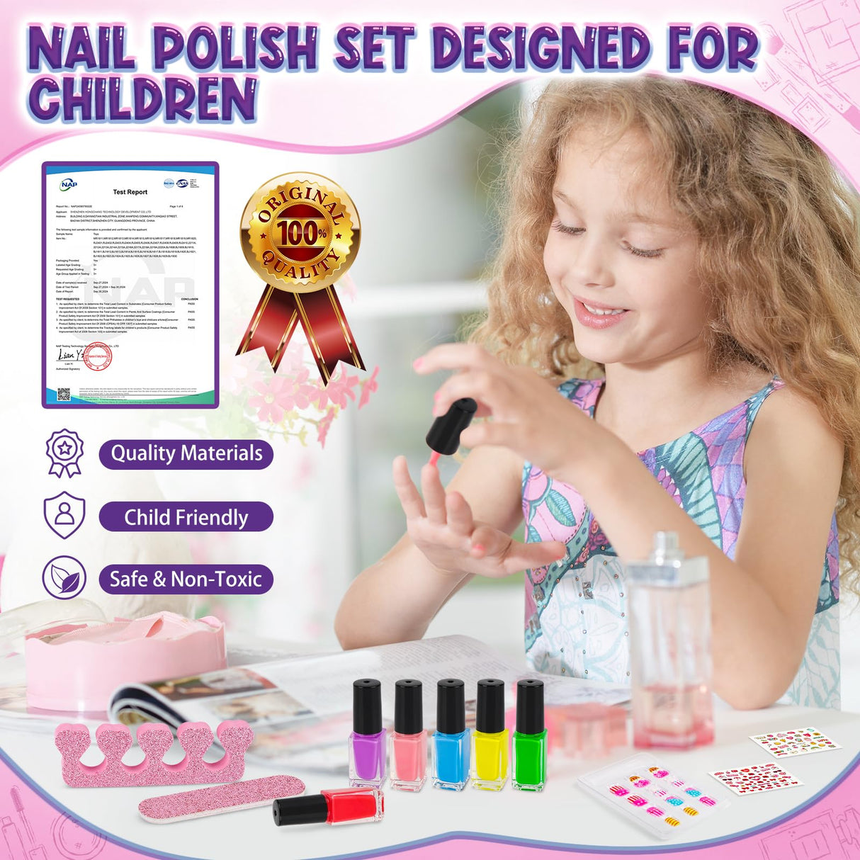 EULRGAUS Kids Nail Polish Set for Girls, 14PCS Nail Art Kit with Nail Dryer, Non Toxic Nail Polish kit and Fake Nails for Kids, Girl Toys Age 6-8, Halloween Christmas Birthday Gifts for Girls 8-12 EULRGAUS