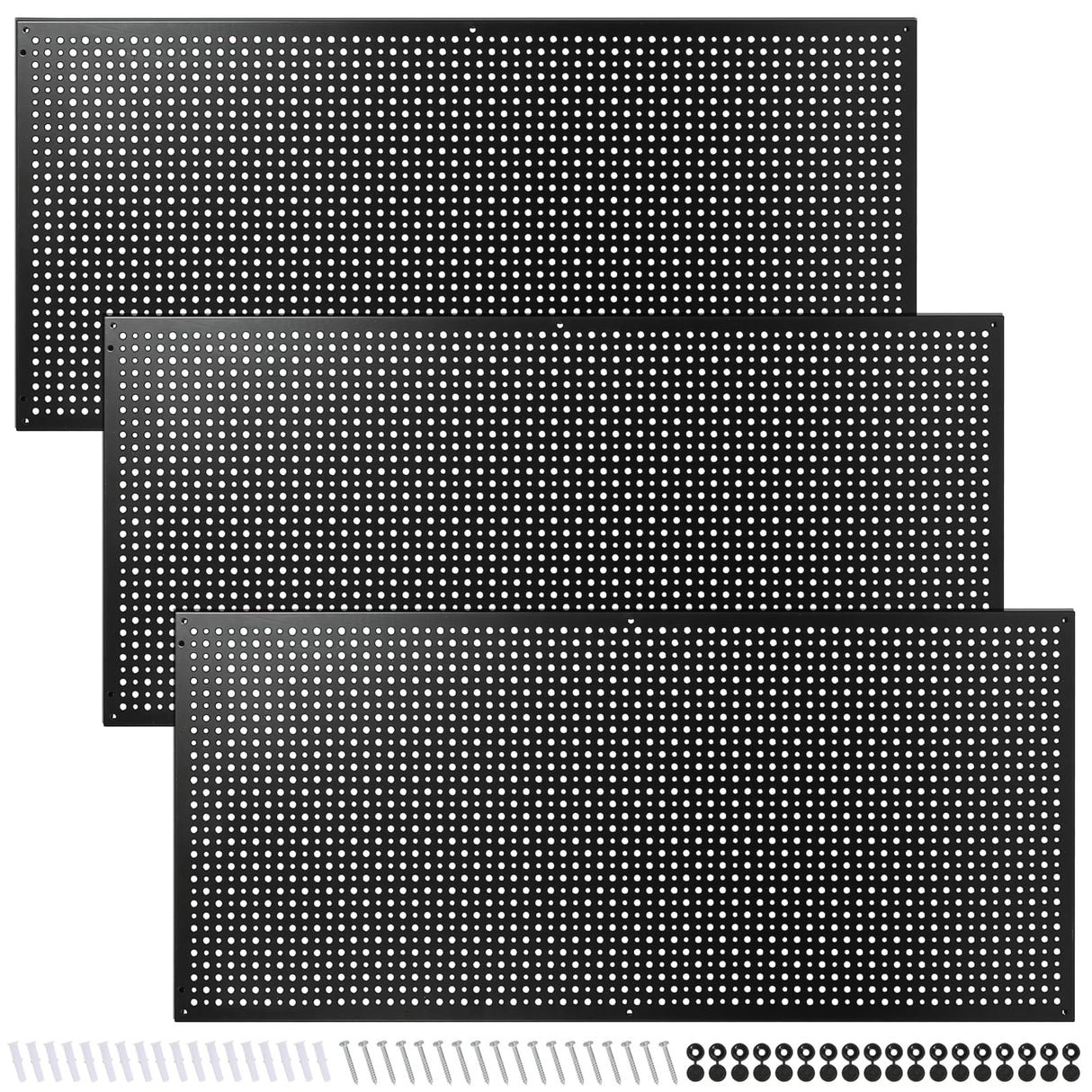 Daanxw Peg Board, 3 Pack 16-Inch X 36-Inch Heavy Duty Steel Pegboard,Heavy Duty Black Pegboard for Walls, Garage, Workbench, Craft Room Tool Organization, Metal Pegboard Panels(Black) Daanxw