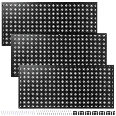 Daanxw Peg Board, 3 Pack 16-Inch X 36-Inch Heavy Duty Steel Pegboard,Heavy Duty Black Pegboard for Walls, Garage, Workbench, Craft Room Tool Organization, Metal Pegboard Panels(Black)