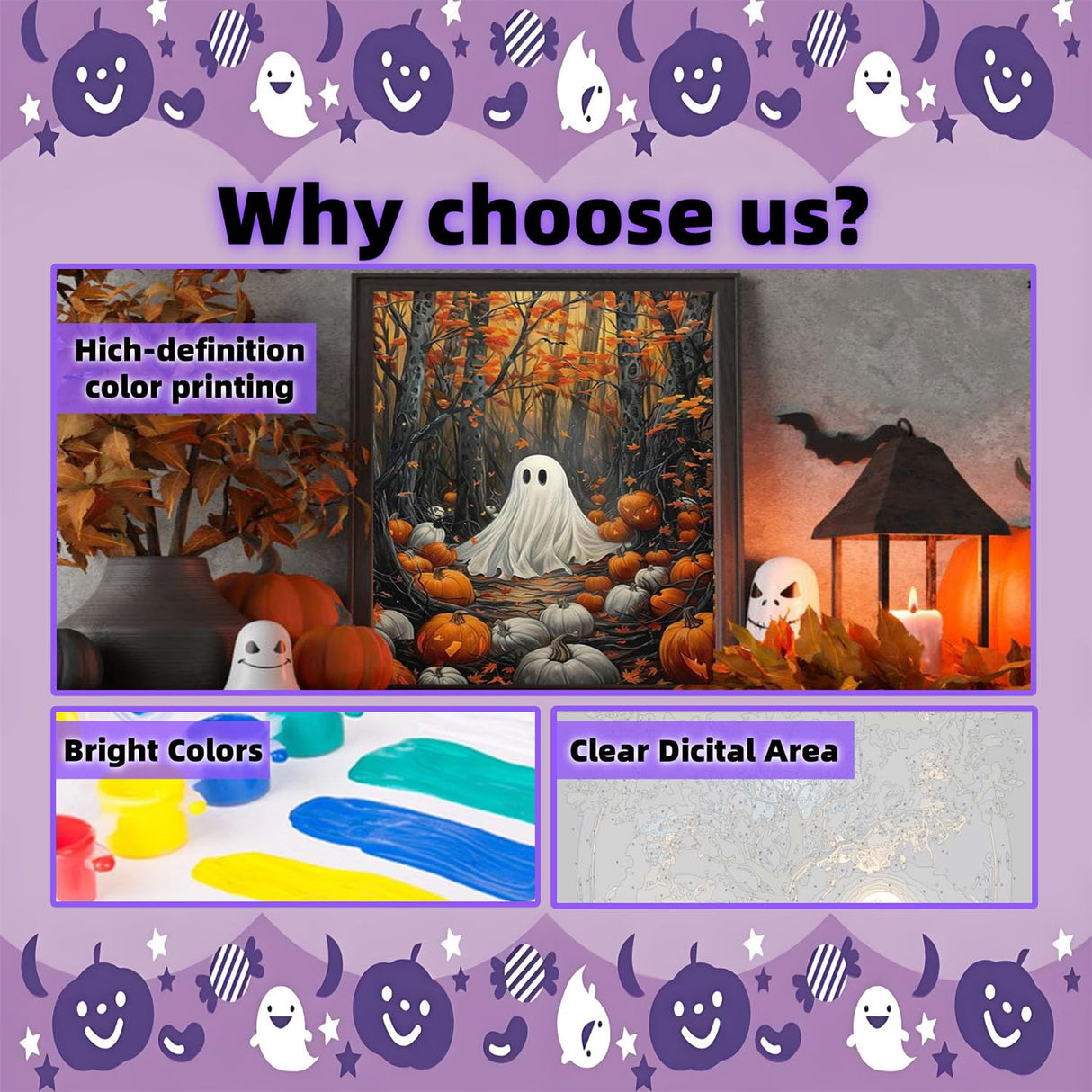 Arttoplus Halloween Paint by Numbers Kit for Adults Beginner-Ghost Adult Paint by Number Kits on Canvas, Ghost DIY Acrylic Oil Painting by Numbers for Adults for Gift Home Wall Decor(16x20inch) Arttoplus