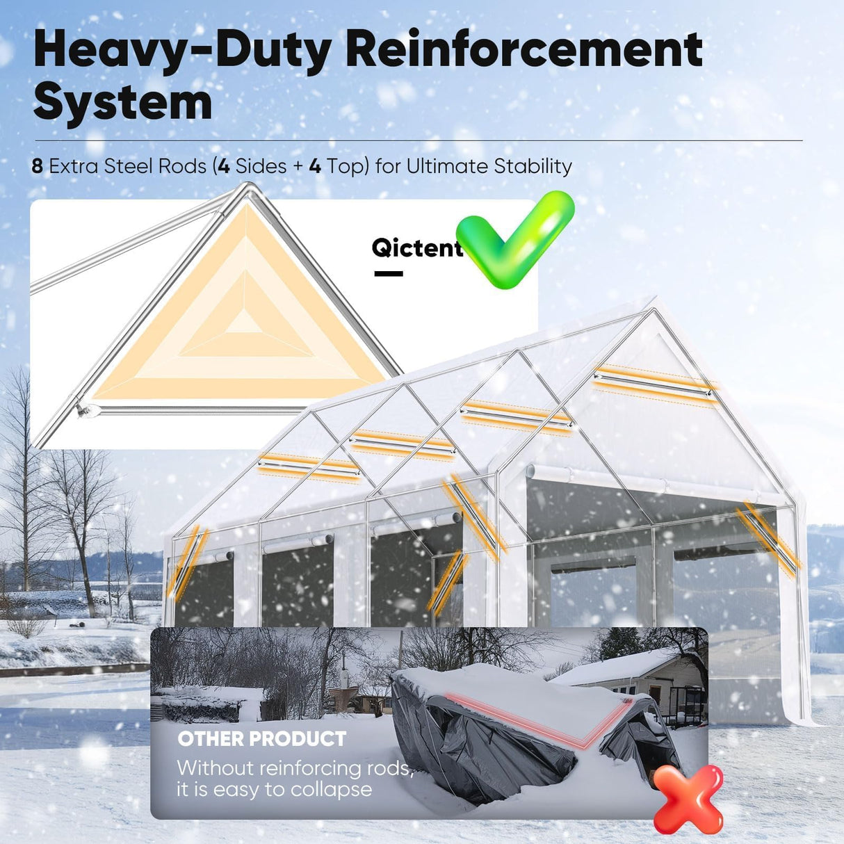 Quictent Heavy Duty 12x20 ft Carport Tent with Ultra-High Peak & Ventilation Windows, Waterproof Outdoor Canopy Shelter for Events, Storage, Parking & Wedding - White Quictent