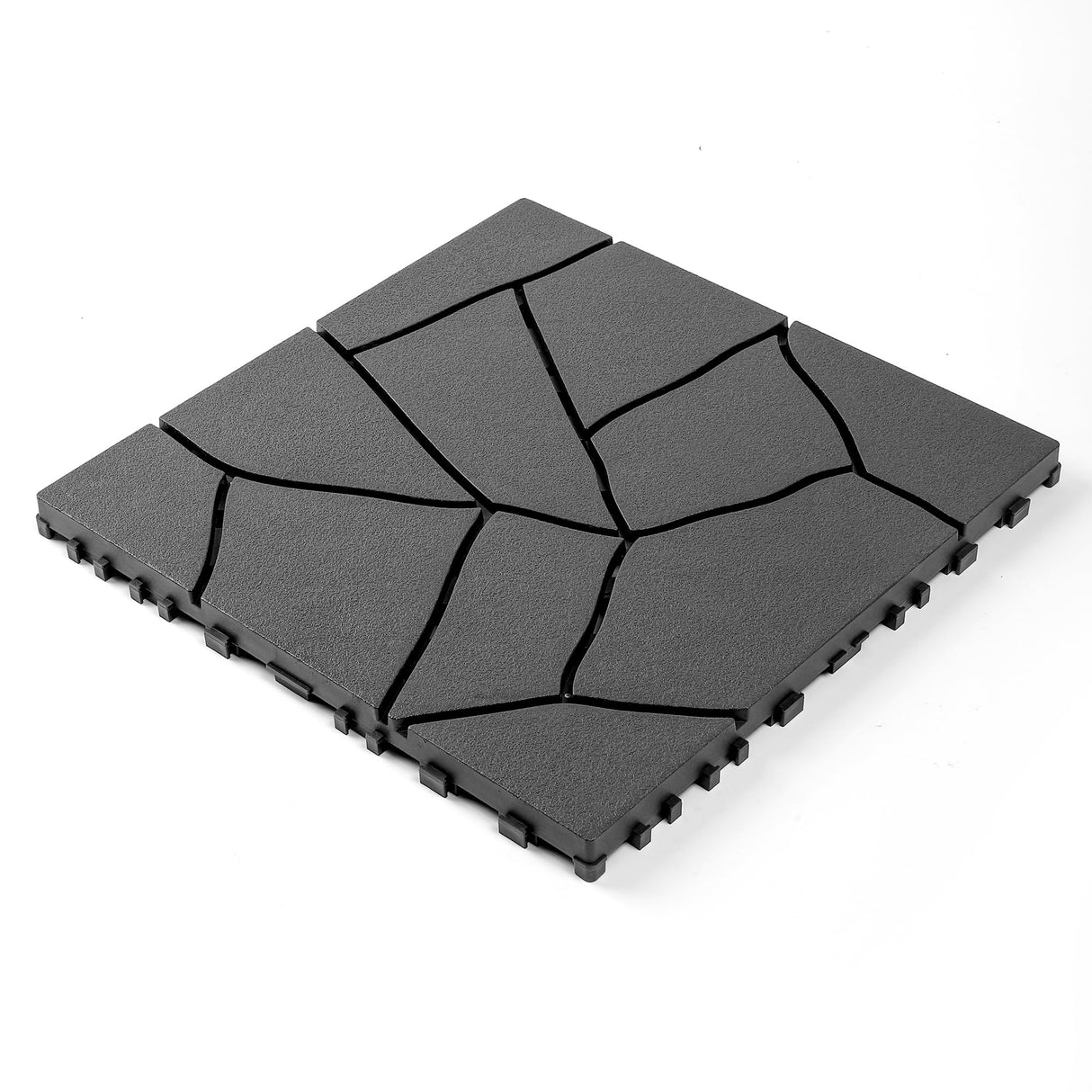 44 Pack Interlocking Deck Tiles, 12"x12" - 44 Sq.Ft Waterproof Plastic Outdoor Flooring, Polypropylene, 3D Wood Grain Plastic, for Patio, Balcony, Backyard, Garden, Dark Grey LINLUOME