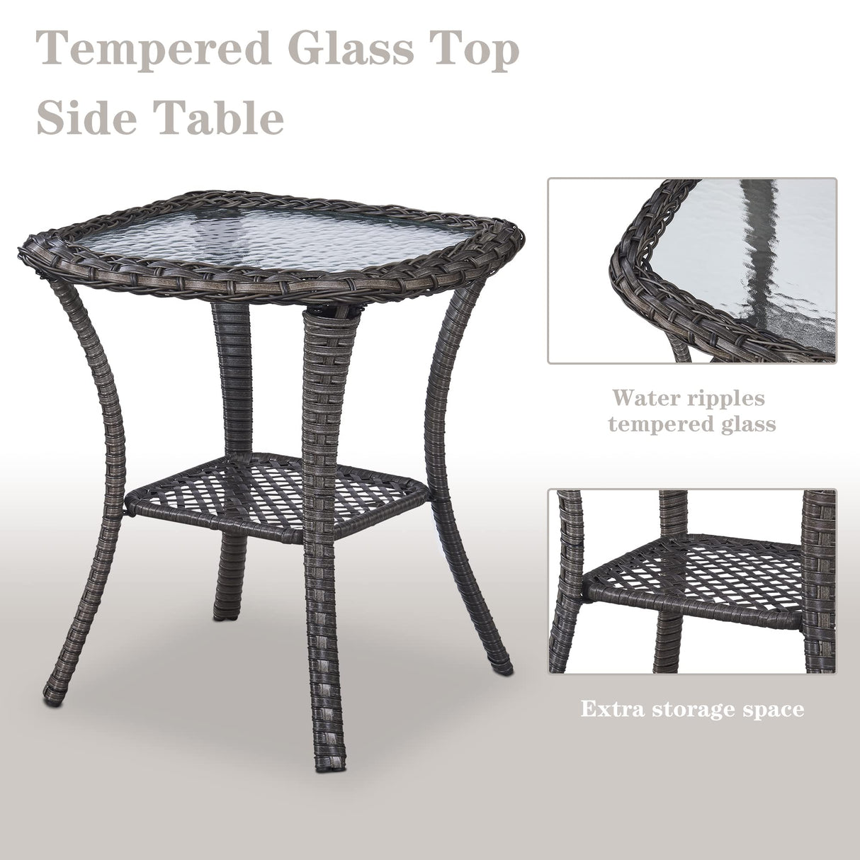 Belord 5 Pieces Patio Furniture Sets Wicker Outdoor Furniture, Rattan Patio Swivel Glider Chairs with 2 Ottoman and Glass Side Table Belord