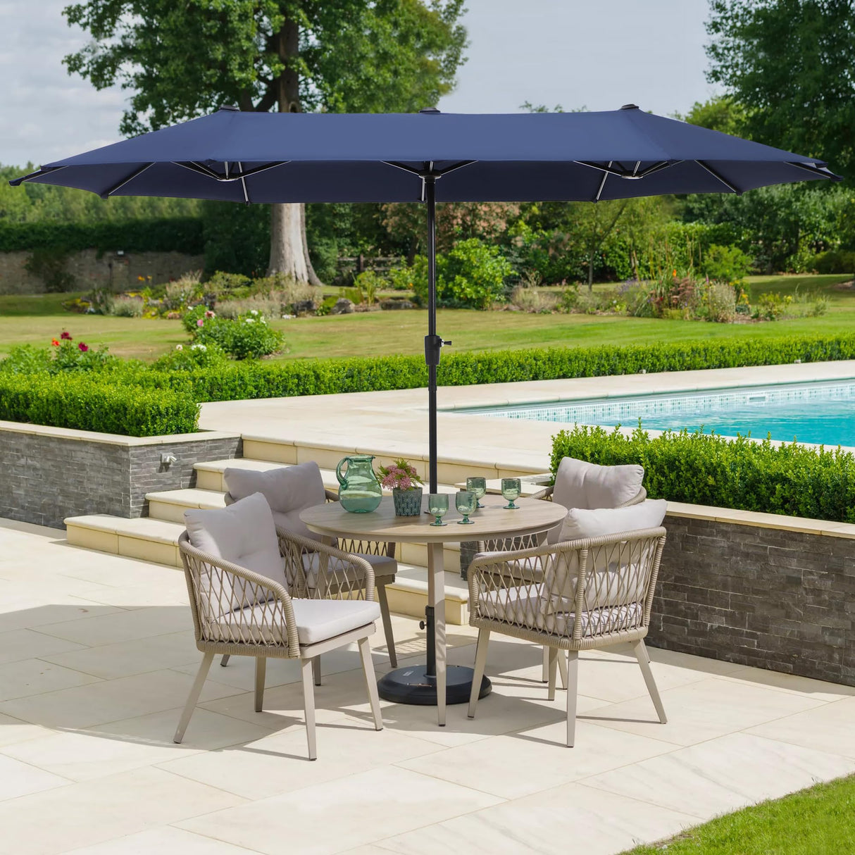 HERA'S PALACE 13 ft Rectangle Patio Umbrellas, Large Outdoor Umbrella with Crank, Powerful UV Protective, Table Umbrella Outdoor Patio for Backyard, Pool, Garden, Deck HERA'S PALACE