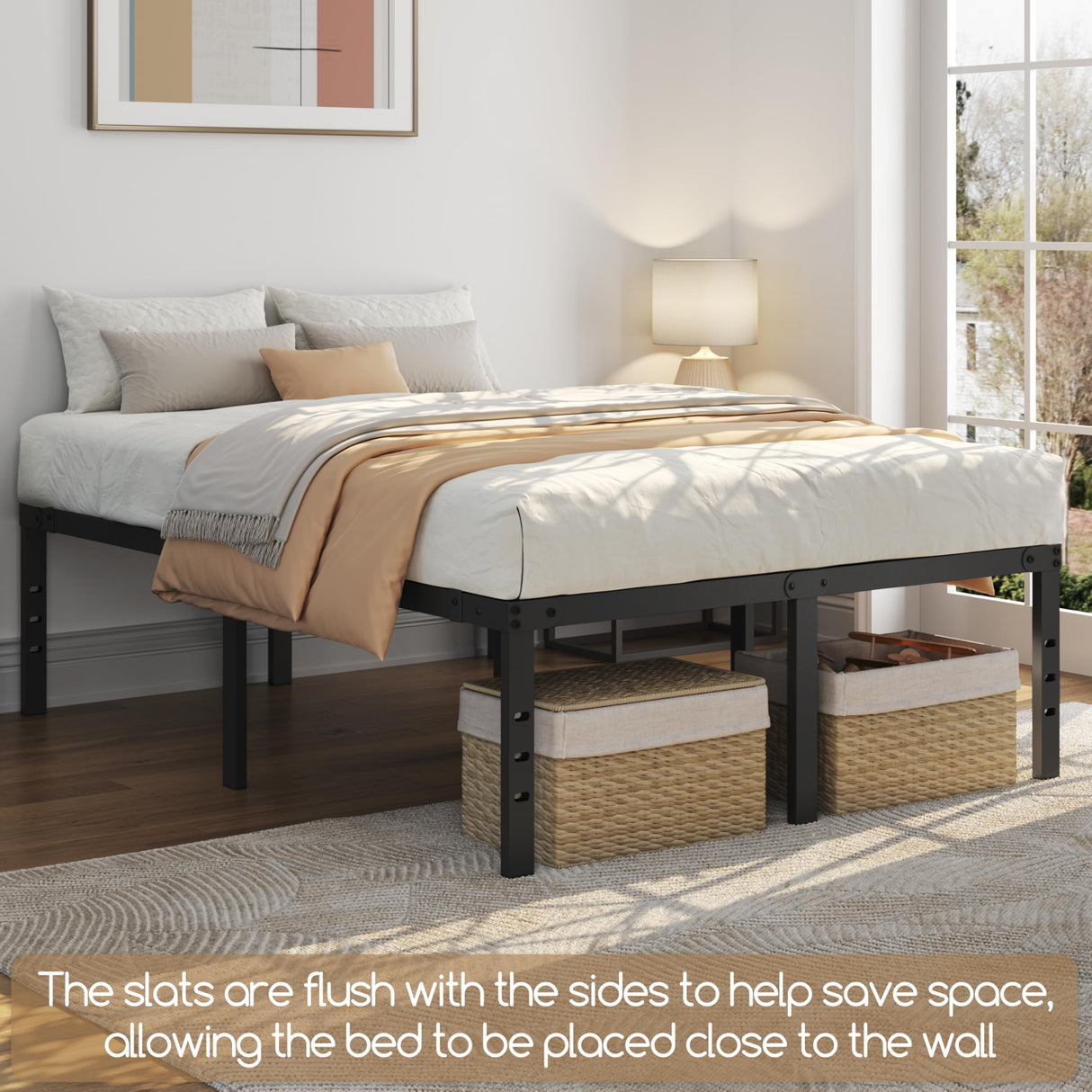 Yaheetech 18 Inch Full Bed Frames Heavy Duty Metal Platform Bed with Under Bed Storage, No Box Spring Needed, Easy Assembly, Sturdy Steel Slat Support, Black Yaheetech