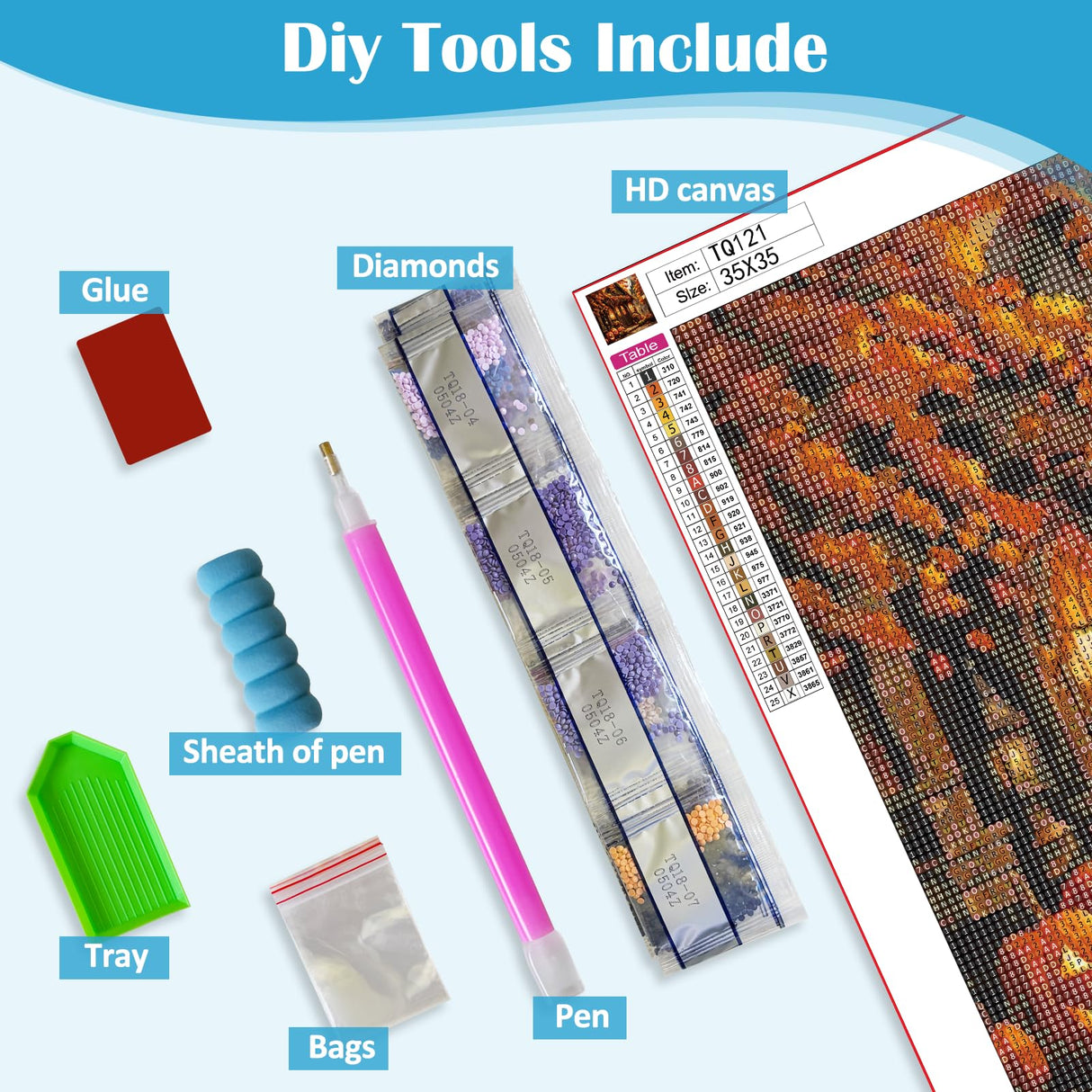 Fall Pumpkin House Leaf Diamond Painting Kits for Adults, 5D Diamond Art Kits for Adults Beginners, DIY Full Round Drill Diamond Dot Painting Gem Art Kits for Adult, Home Wall Decor 13.8x13.8 Inch LKHMVCA