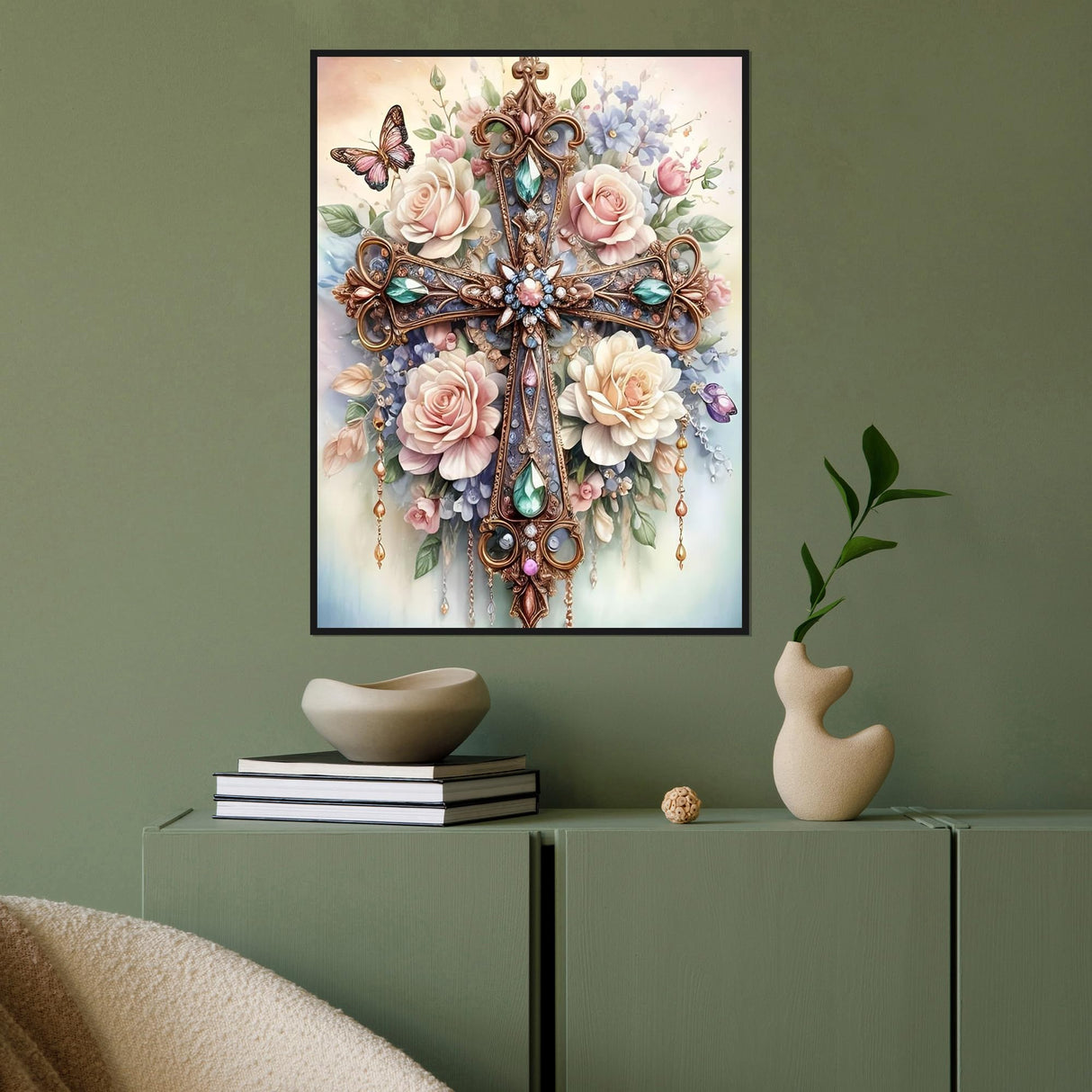 Zythron Cross Diamond Art Kits for Adults, Religious Christ 5D Diamond Painting Kits for Beginner DIY Gem Art Full Drill Diamond Painting Crystal Craft Kits for Home Wall Decor Gifts 12x16in Zythron