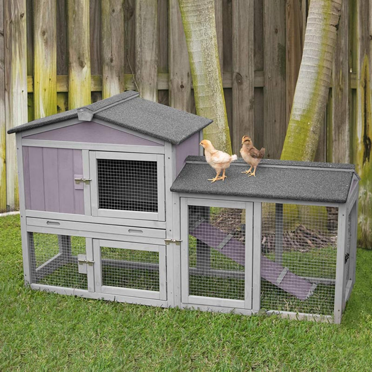 Aivituvin Chicken Coop Outdoor Rabbit Hutch Expandable Indoor Cage for Bunny, Small Chicken, Quail, Duck 57" L Aivituvin