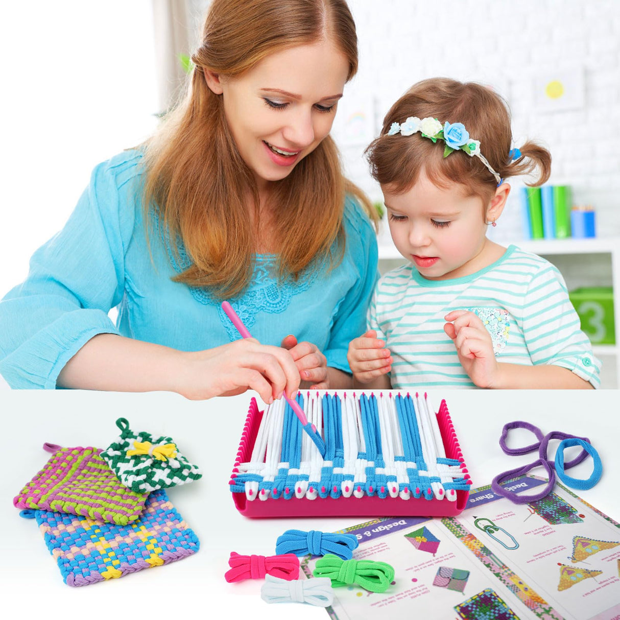 INSFUN Weaving Loom Kit for Kids Ages 6-12 - Best Birthday Gifts for Girls 6-8 8-12, DIY Craft Kit, Make Potholders and Bracelets - Fun Arts and Crafts Toys for Kids INSFUN