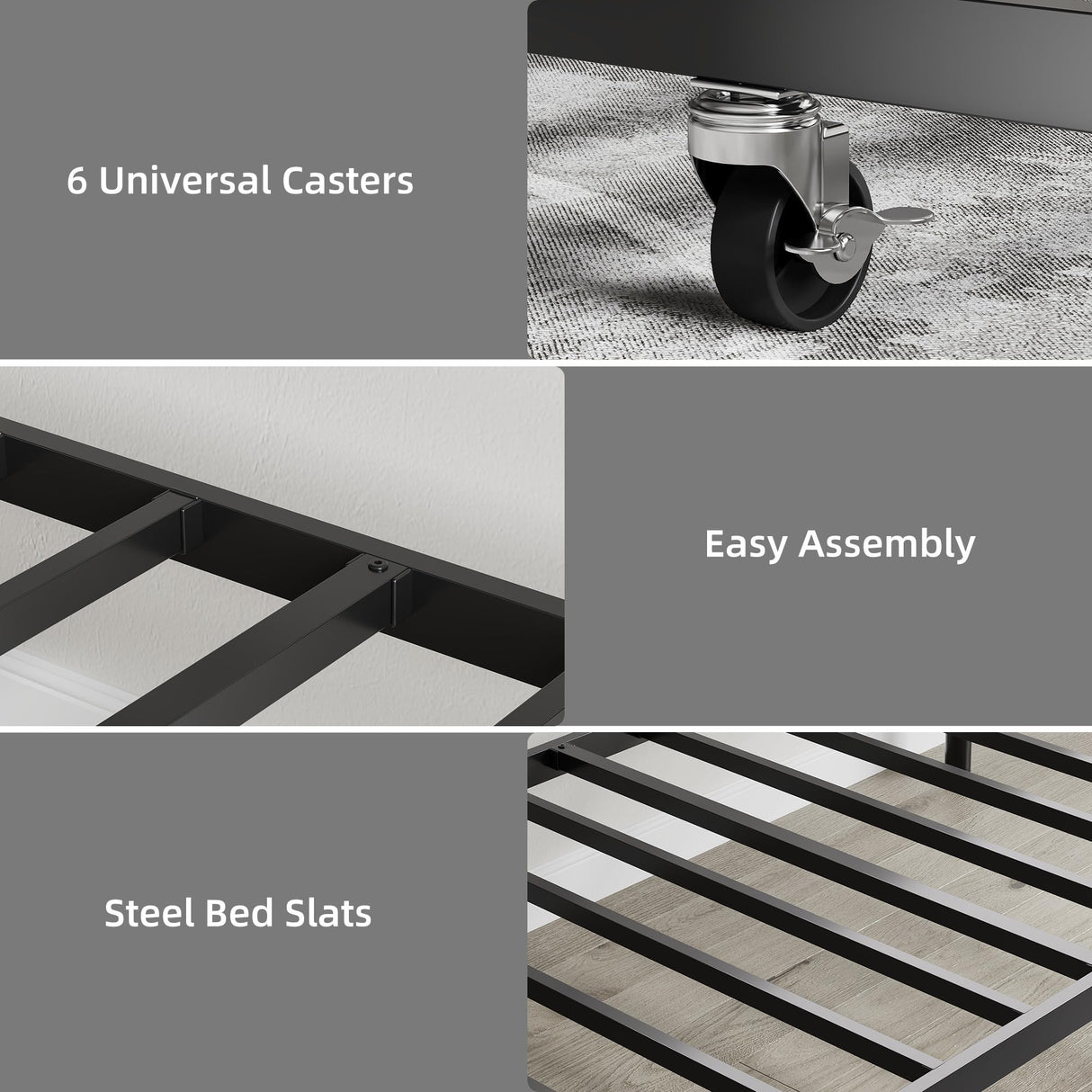 IDEALHOUSE Twin Daybed with Trundle, Metal Trundle Bed, Sofa Bed Frame, Heavy Duty Metal Slats, for Living Room, Bedroom, Guest Room, Space Saving, Black IDEALHOUSE