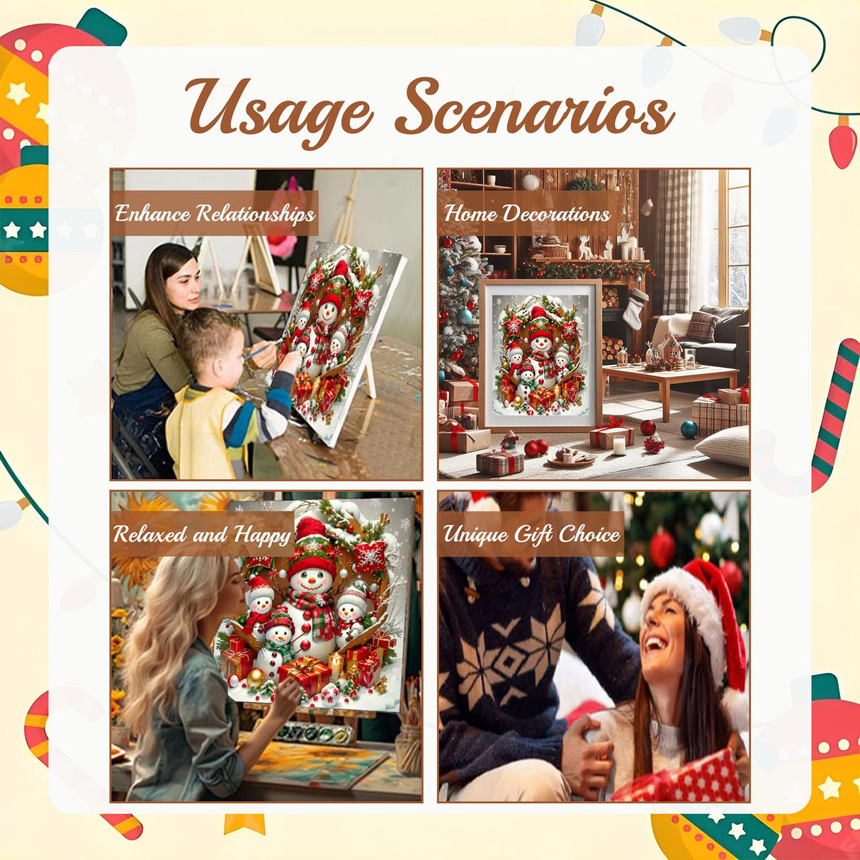 Arttoplus Christmas Paint by Numbers Kit for Adults Beginner-Christmas Snowman Adult Paint by Number Kits on Canvas, DIY Acrylic Oil Painting by Numbers for Adults for Gift Home Wall Decor(16x20inch) Arttoplus