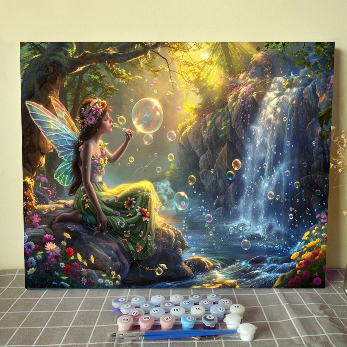 Tucocoo Green Forest Waterfall Fairy Paint by Number Kits 16 x 20 inch Canvas antasy Sunshine Forest Art DIY Oil Painting for Students Adults Beginner with Brushes and Acrylic Pigment (Without Frame) Tucocoo