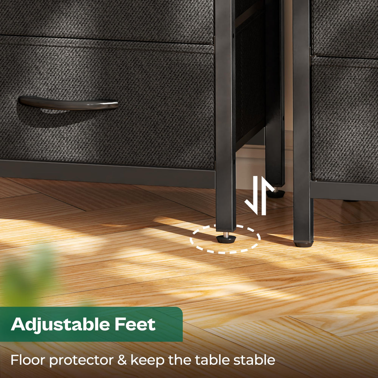 Huuger Nightstands Set of 2, End Tables with Charging Station, Side Tables with Fabric Drawers, Bedside Tables with USB Ports and Outlets, Night Stands for Bedroom, Black Huuger