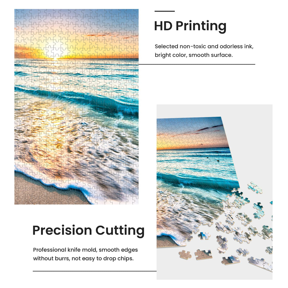 Puzzles for Adults 1000 Piece,Sunset Beach Wooden Jigsaw Puzzle Art,DIY Leisure Game Fun Toy Gift Suitable Family Friends najiaxiaowu