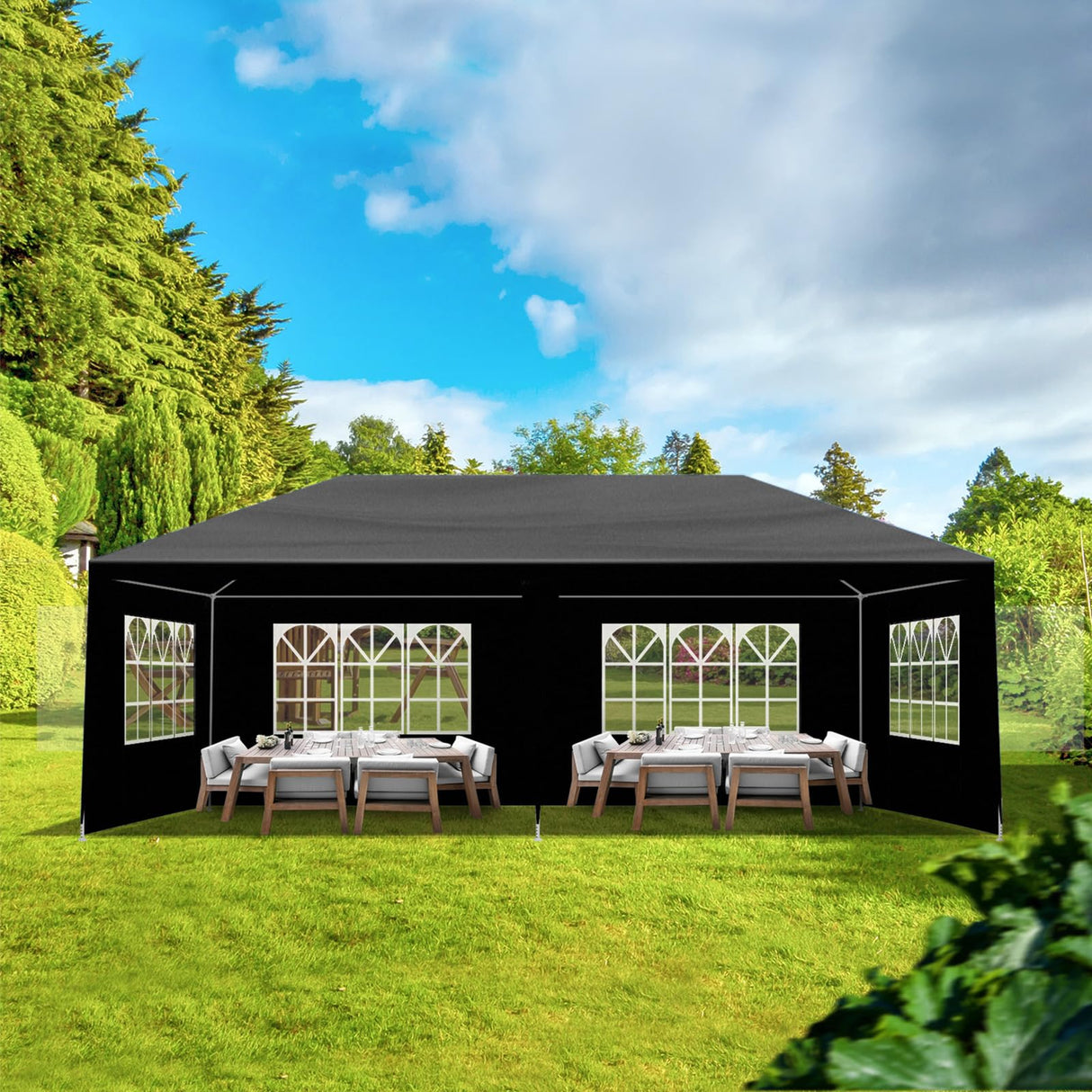 SEALAMB Black Party Canopy Tent 10x20FT with 6 Removable Waterproof Sidewalls, Outdoor Large Canopy Tent Paito Gazebo Party Tent Wedding Tents for Backyard SEALAMB