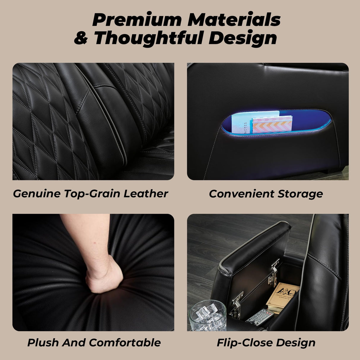 Signature Design by Ashley Boyington Contemporary Leather Match Power Recliner with Adjustable Headrest, Cup Holders, USB Port and Air Massage System, Black Signature Design by Ashley