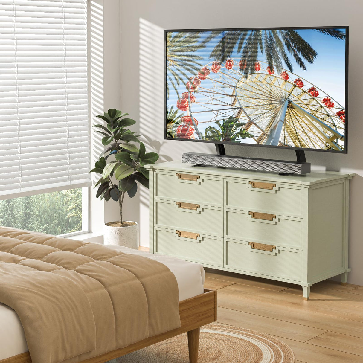 Rfiver Universal Table Top TV Stand Base TV Legs with Height Adjustment fits Most 32-55 Inch LCD LED Flat Screen TVs, Max VESA 800x400 mm, TV Feet Mount Holds up to 88 lbs, Black Rfiver