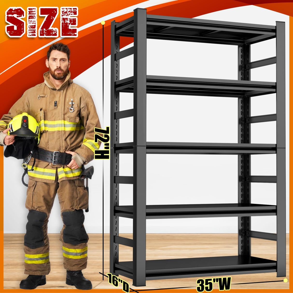 PRESTELION 72" H|35" W All-Metal Garage Shelving-Easy Assembly 5-Tier Shelving Unit|Heavy Duty Adjustable Shelf for Industrial,Warehouse,Basement,Black PRESTELION