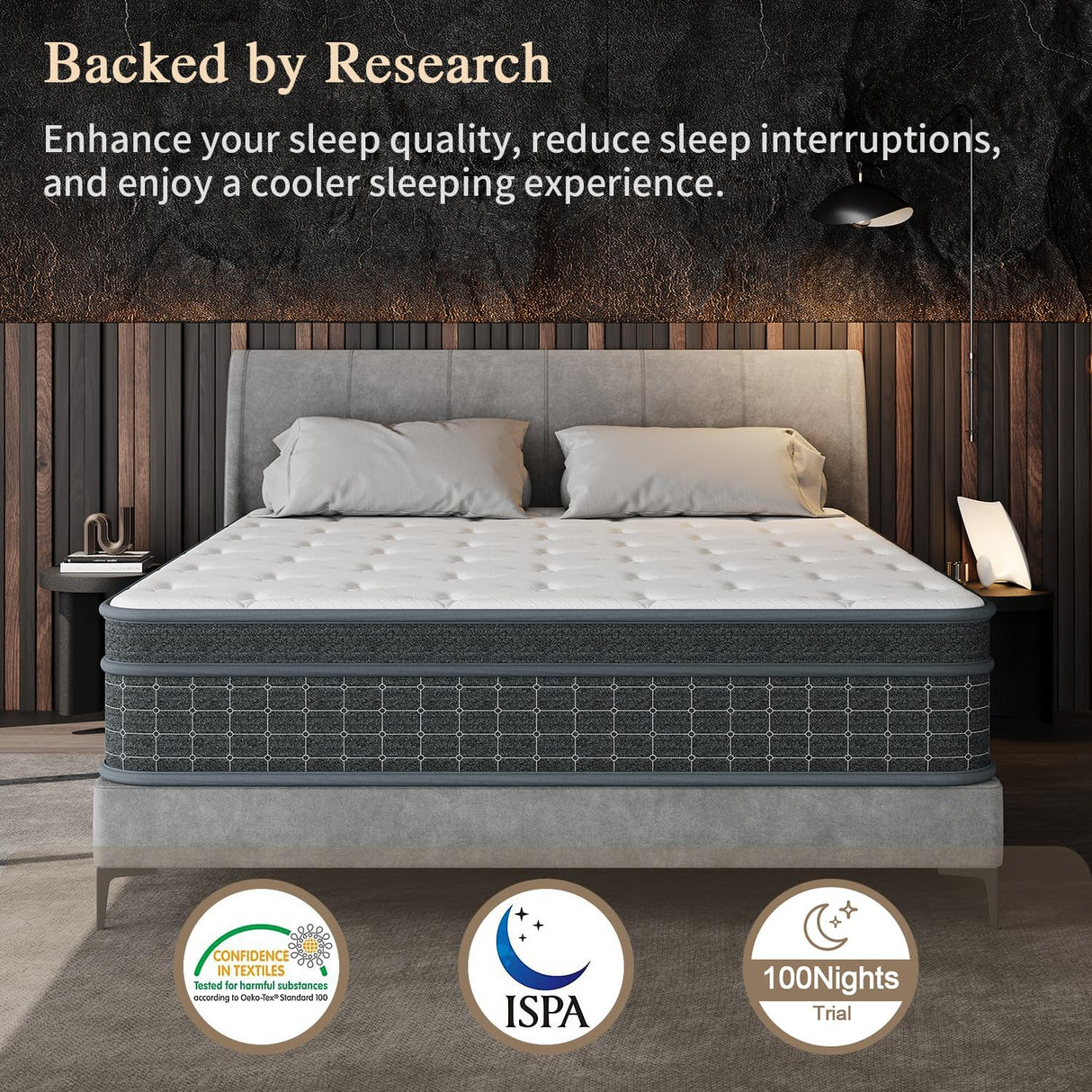 UMN Twin XL Mattress, 12 Inch XL Twin Mattress in a Box, Individually Pocketed Springs, Pressure Relief, Motion Isolation, Provides Support, CertiPUR-US Certified, Medium Firm UMN