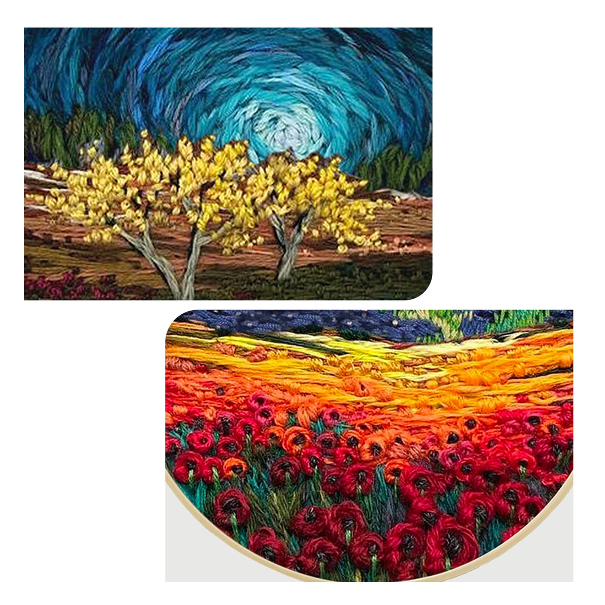 Maydear 4 Pack Embroidery Starter Kit with Pattern, Stamped Cross Stitch Kits for Beginners Adults with Embroidery Hoop and Instructions, Hand Embroidery Kit (Embroidery kit flower2) Maydear