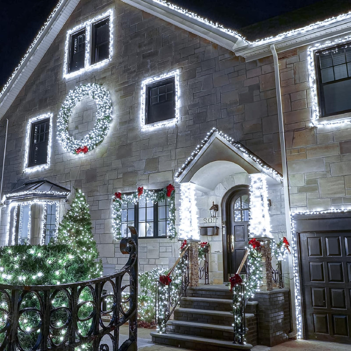 100FT 300 LED Christmas Tree Lights, Christmas Lights Outdoor with 8 Modes Waterproof, Green Wire Plug in String Twinkle Lights for Indoor House Patio Weeding Holiday Decorations, White Nielfoi