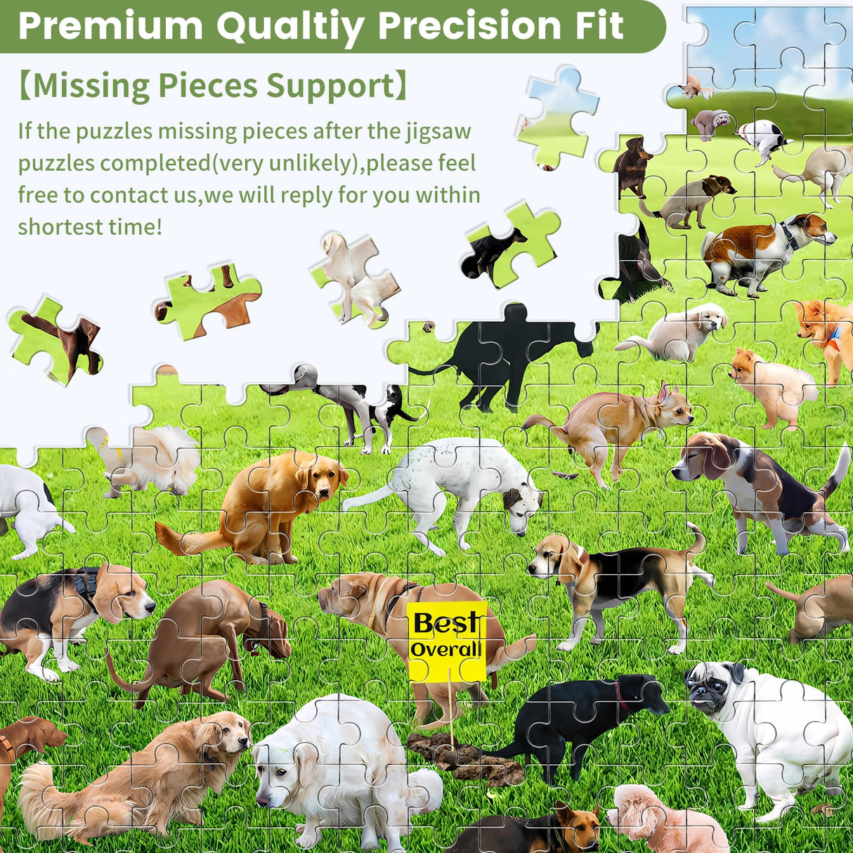 1000 Pieces Puzzles for Adults, Pooping Puppies Puzzle, Dogs Jigsaw Puzzles 1000 Pieces, Funny Gifts for Dog Lovers Friends, Perfect White Elephant Gag Gift, Dog Puzzle as Funny Home Party Decorations VOLUVOLU