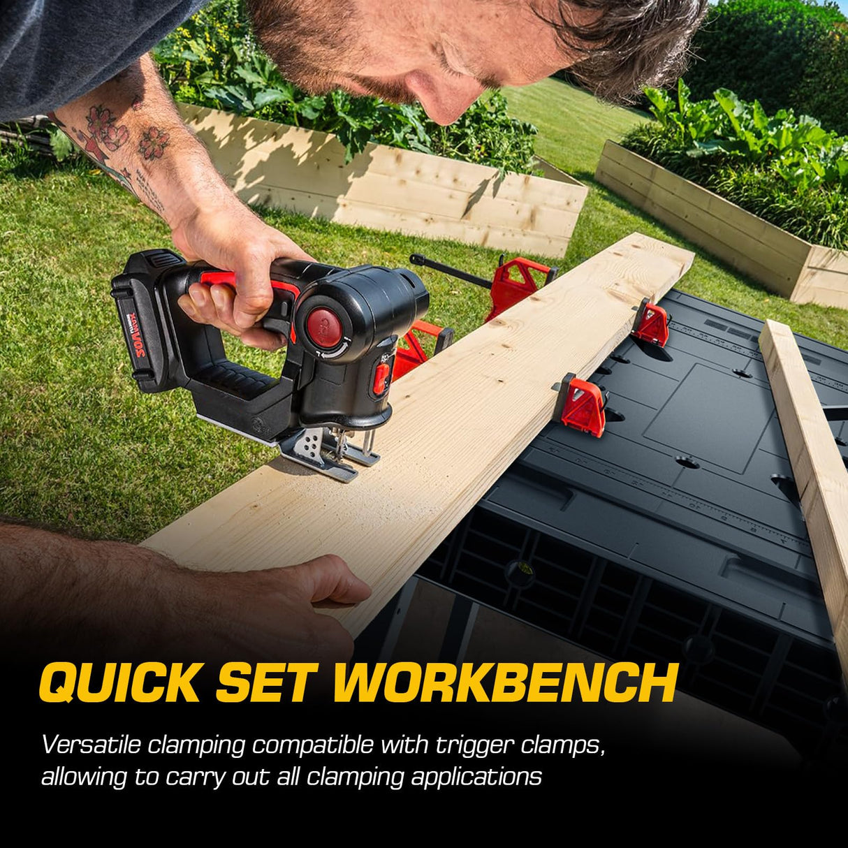 Express Folding Worktable, Easy Setup Portable Folding Workbench, 34" W x 24" D Lightweight Versatile Worktable with 1000 Lbs Load Capacity Work Benches for DIY Home Improvements Professional Worksite Turboforce
