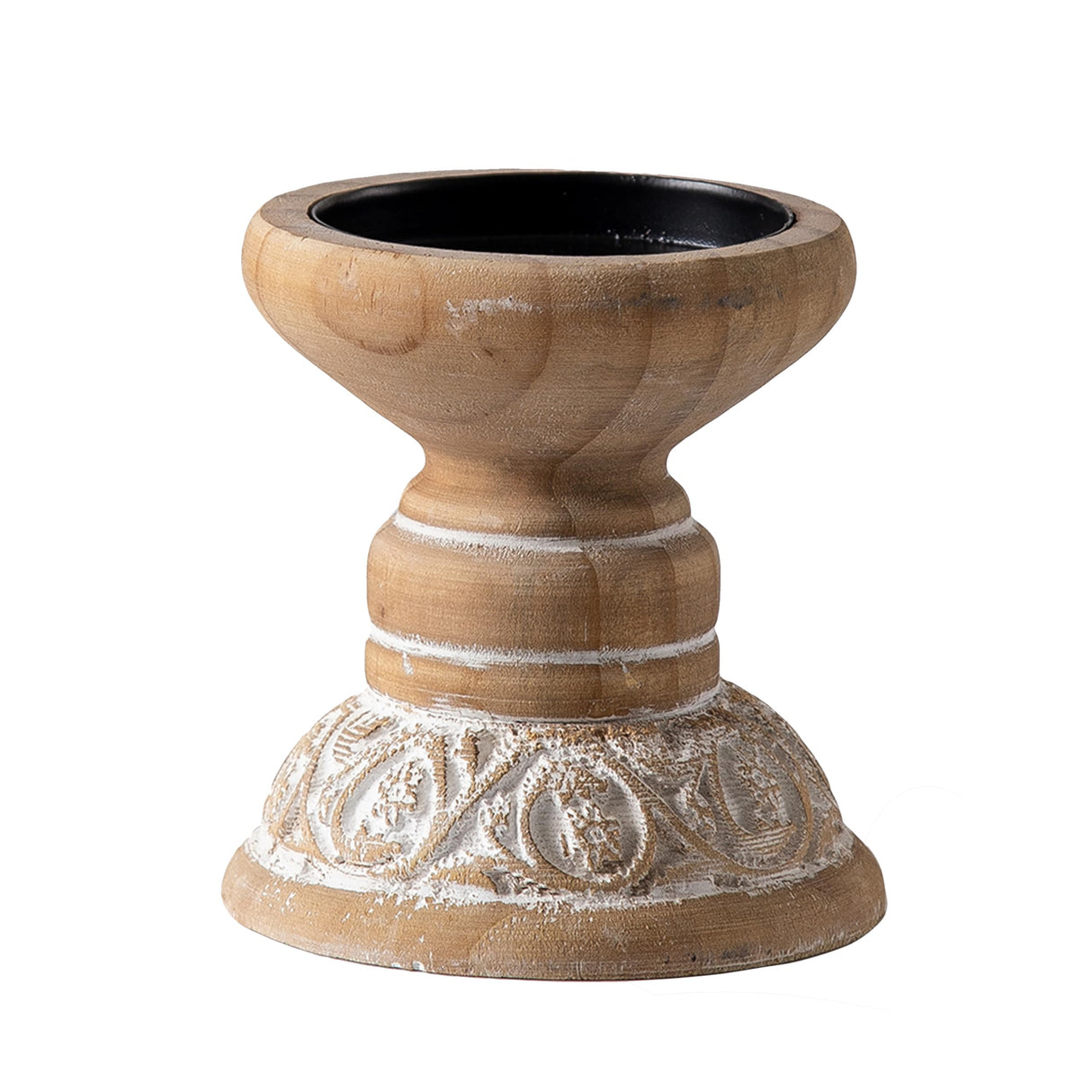 SOFE Farmhouse Wood Candle Holder, Handmade Pillar Candle Holders Brown Rustic Candle Stand Decorative, Candle Pedestal for Coffee Table, Living Room, Room Decor Aesthetic SOFE