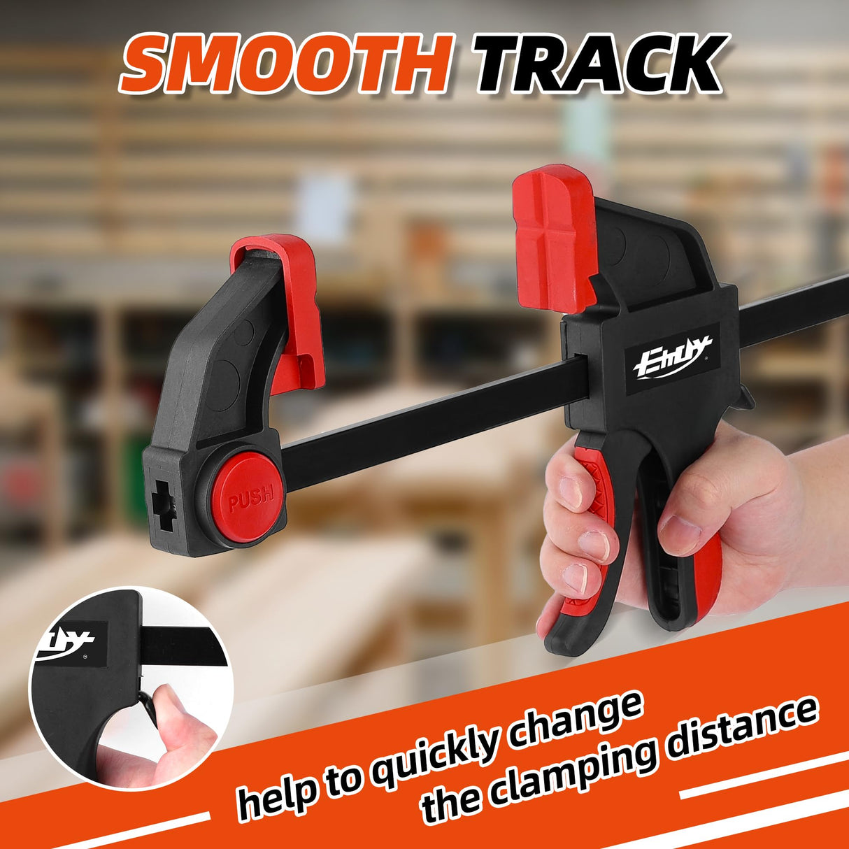 EHDY 24" Bar Clamps for Woodworking, 4-Piece One-Handed Clamp/Spreader, Light-Duty Quick-Change F Clamp with 170 lbs Load Limit EHDY