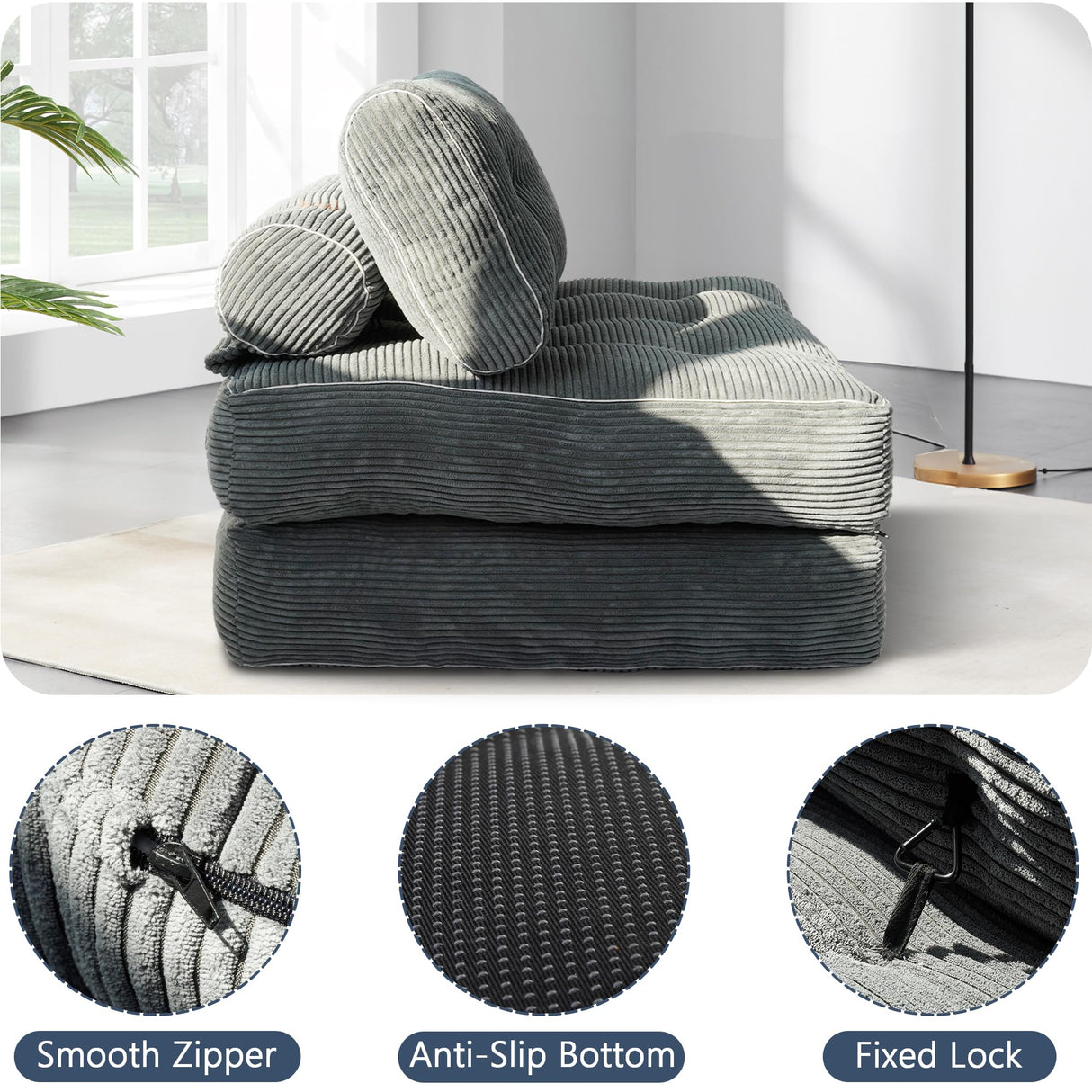 LFCREATOR Folding Sofa Bed,Convertible Sleeper Chair for Adults, Folding Sofa Bed Foam Filling Couch with Pillow,Sleeper Chairs Single Size Floor Mattress LFCREATOR