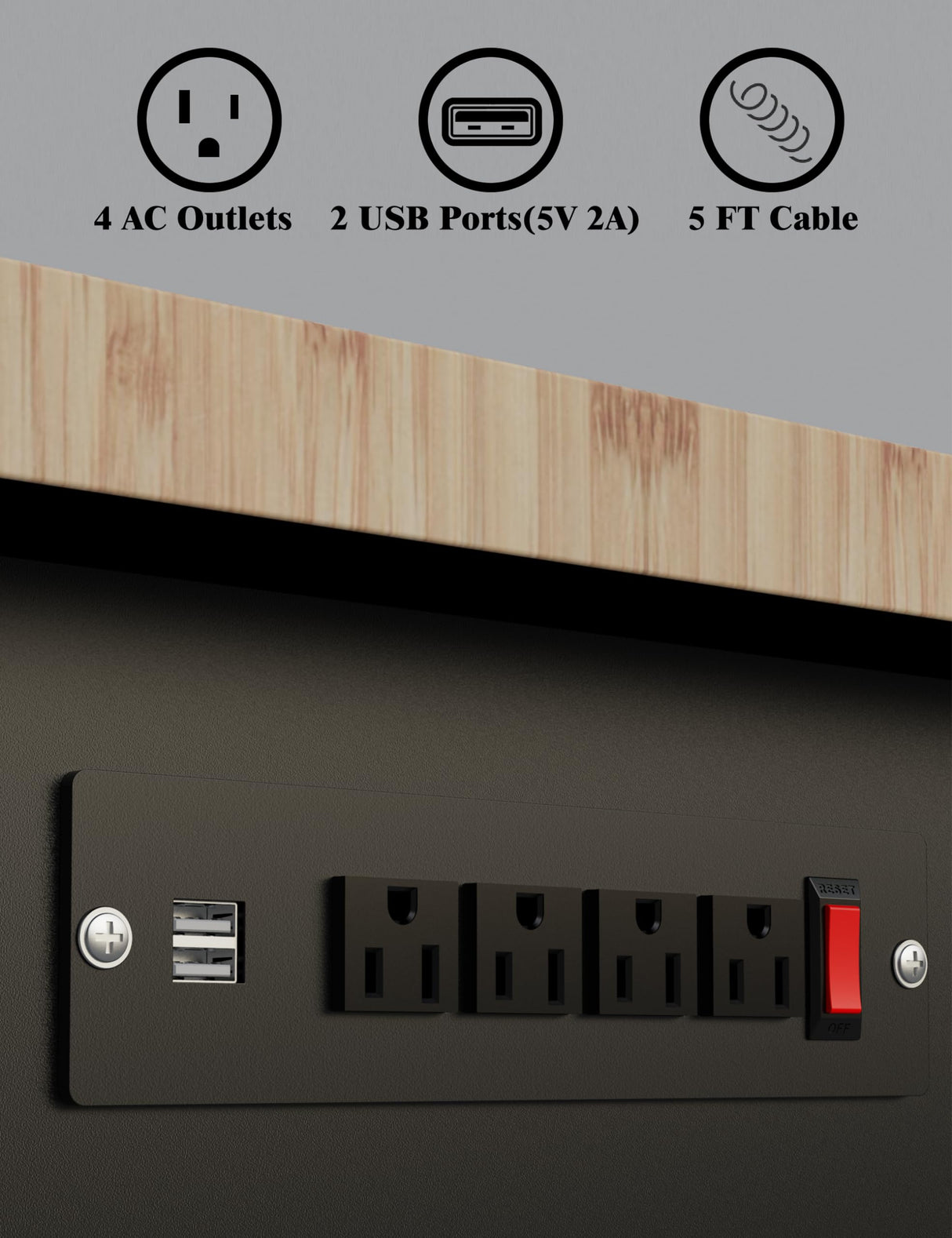 GarveeTech Adjustable Height Workbench, 48" Rubber Wood Top Heavy Duty Work Bench with Power Outlets, 2200 LBS Load Capacity Hardwood Work Bench Table for Workshop, Garage, Office, Home GarveeTech