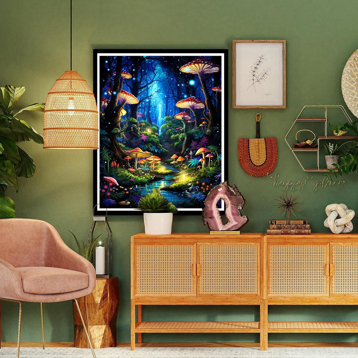 xackcme Mushroom Paint by Numbers for Adults - Forest Paint by Number on Canvas Without Frame, DIY Oil Painting for Gift Home Wall Decor (16x20 inch) xackcme