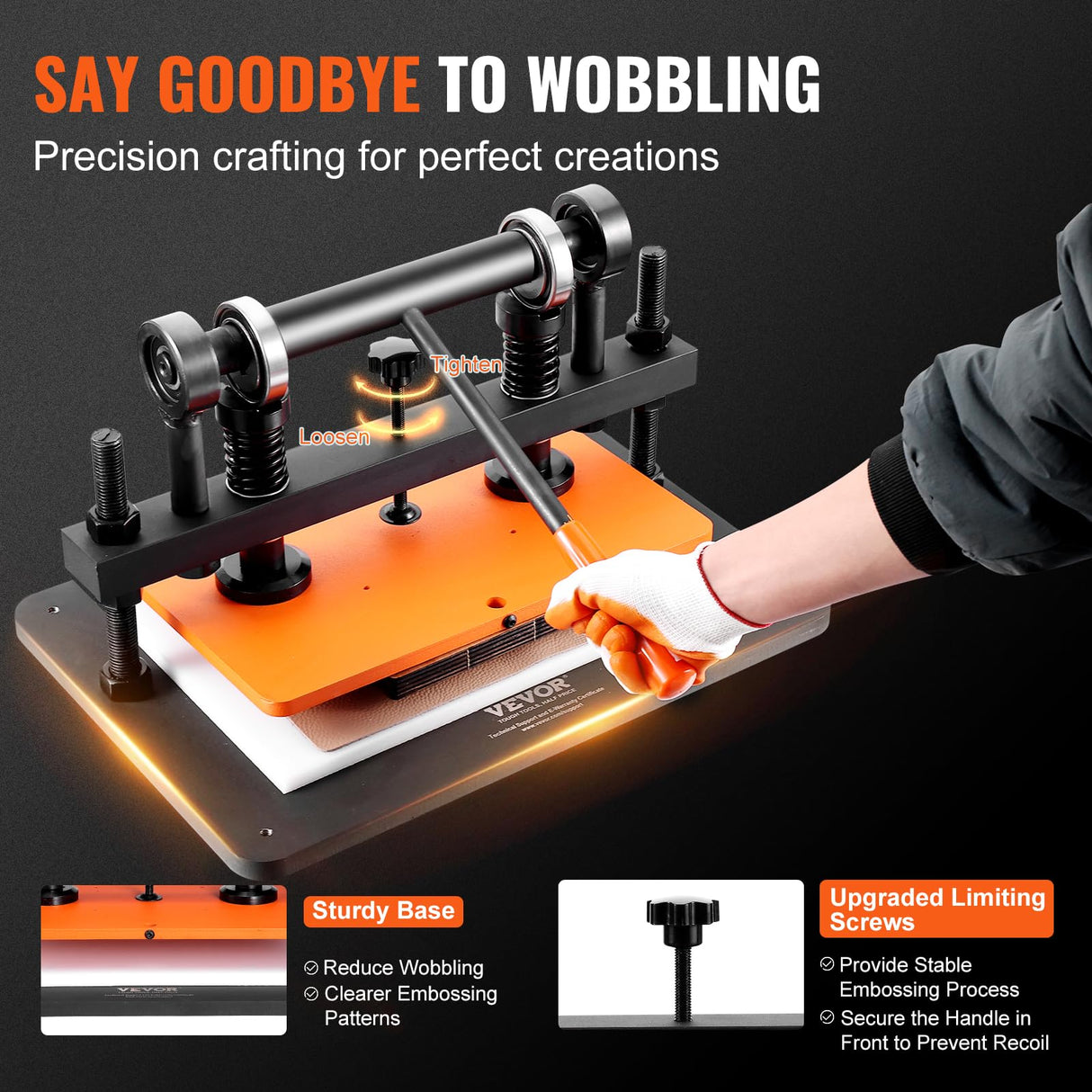 Leather Cutting Machine, 14.2 x 10.2 in Embossing Plate Manual Die Cutter, 0.47 in Pressure Stroke Leather Embossing Machine, Dual Guide Shafts Die Cut Machine for Various of Materials VEVOR