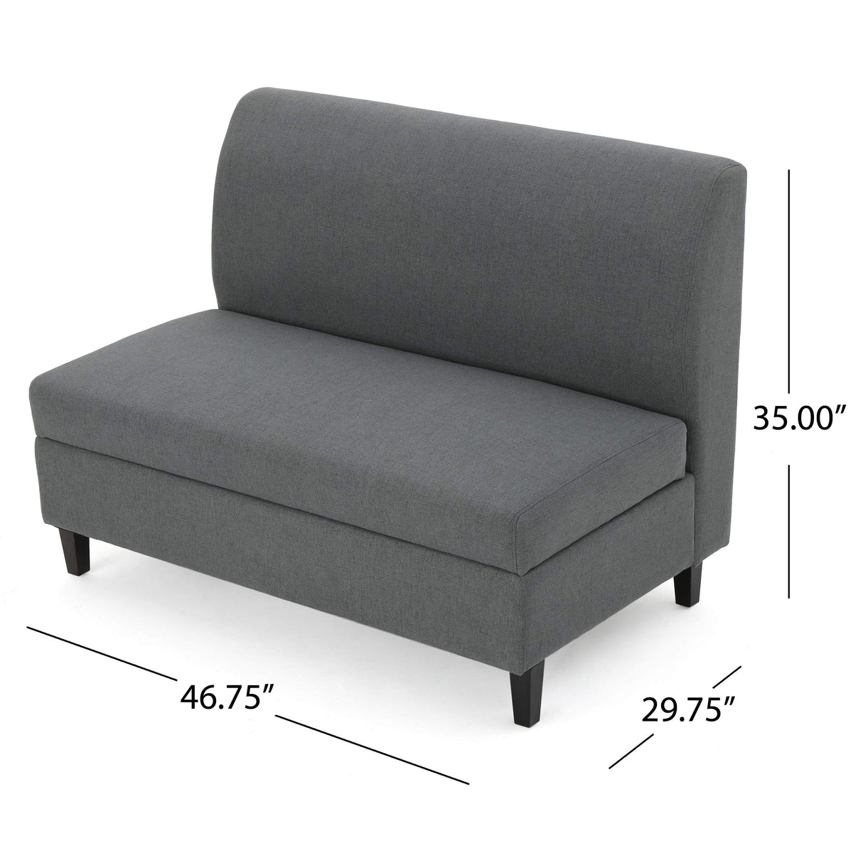 GDFStudio Christopher Knight Home Tovah Fabric Storage Loveseat, Charcoal GDFStudio