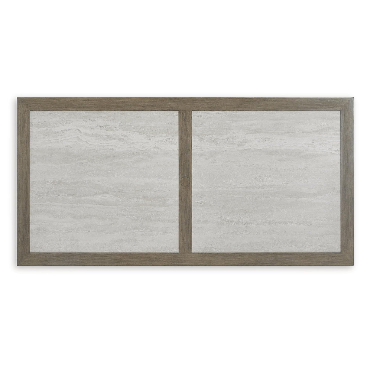 Signature Design by Ashley Rainier Ranch Contemporary Sintered Stone Tabletop Outdoor Dining Table with 4 Legs, Light Brown & Beige Signature Design by Ashley