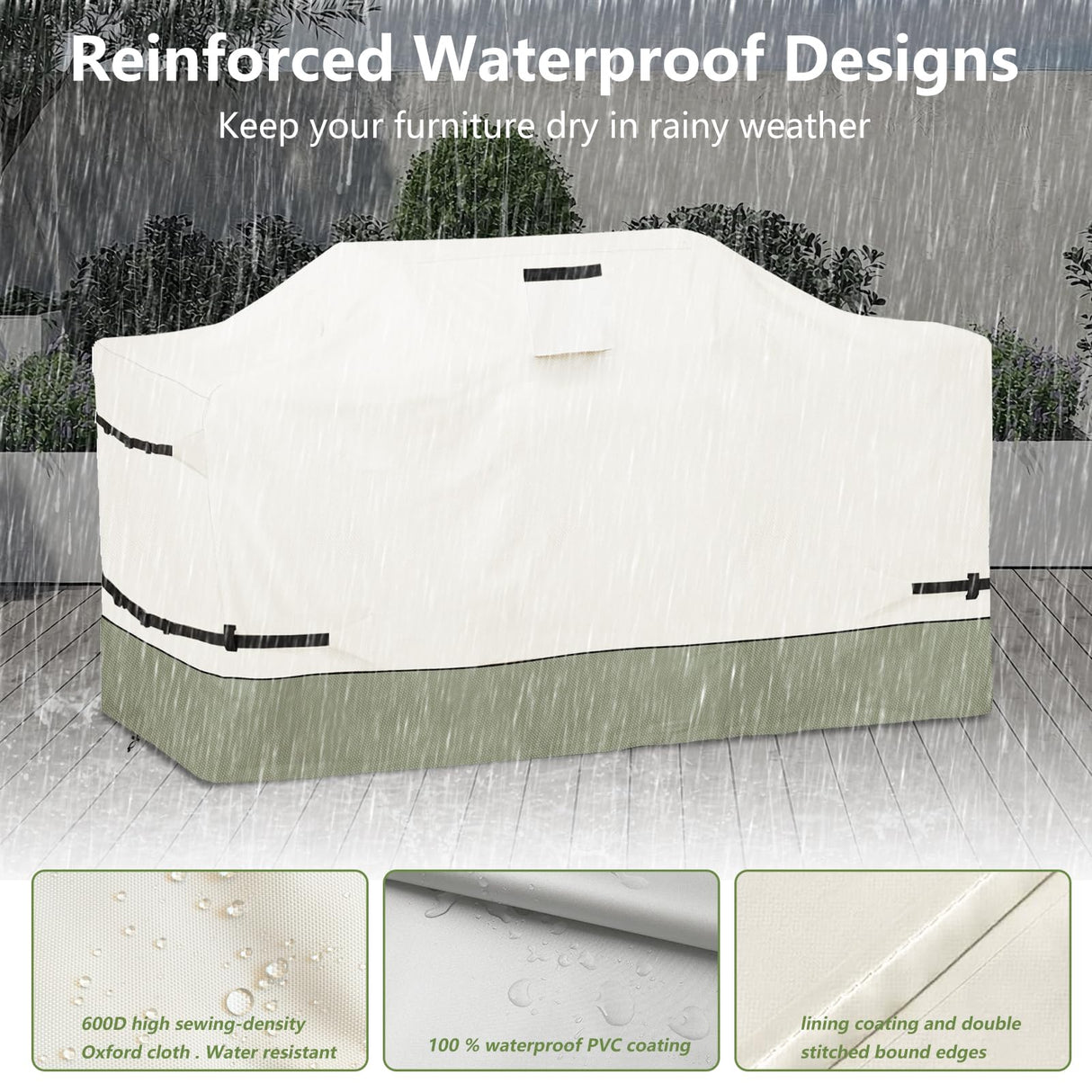 Osileyo 98 Inch Island Grill Cover - Heavy 600D Duty Waterproof All Weather Protection Outdoor Cover,Beige Osileyo
