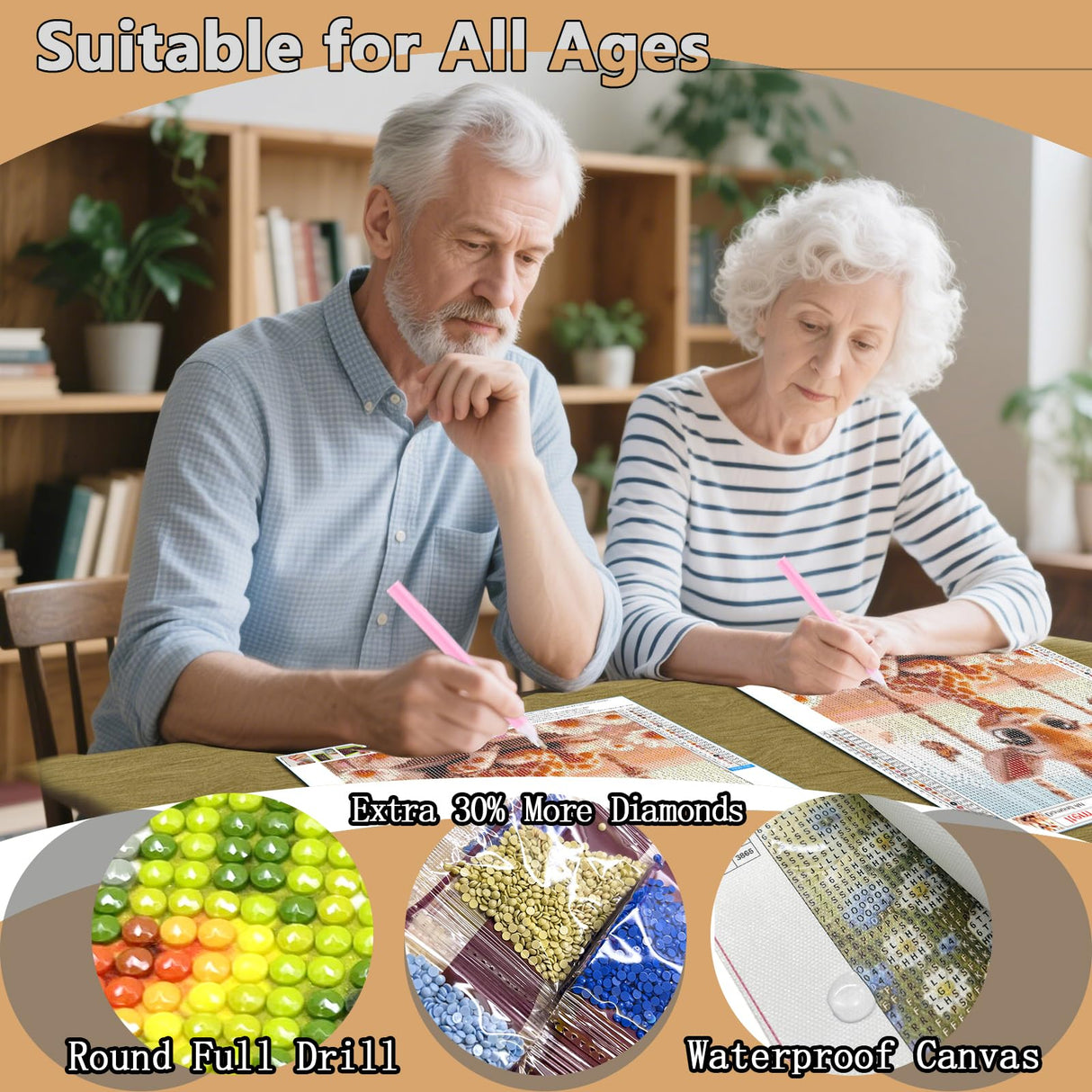 AMORARS 5D Diamond Painting Kit for Adults, Giraffe Swing Diamond Art Beginners - DIY Full Diamond Dot Animal Gem Art Paintings, Suitable Gifts, and Home Decoration Crafts, 12x12Inch AMORARS