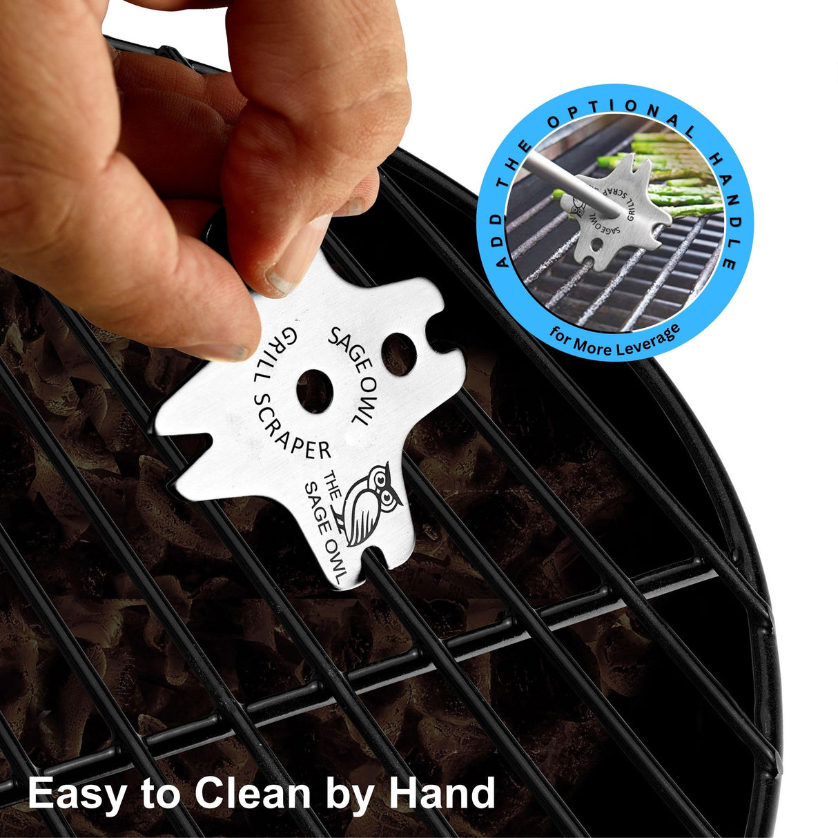 Sage Owl Bristle-Free Stainless Steel BBQ Grill Scraper – Safe Grill Cleaner for Outdoor Grills, Smoker Accessories, Cooking Gadgets, and Barbecue Grilling Tools – Ideal Mens Stocking Stuffers The Sage Owl
