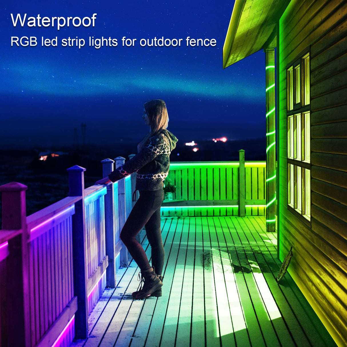 AILBTON 100ft Outdoor LED Strip Lights Waterproof,IP68 Outside Led Light Strips Waterproof with Bluetooth App Remote Control,Music Sync RGB Exterior Led Rope Lights,for Balcony,Deck,Roof,Garden,Pool AILBTON