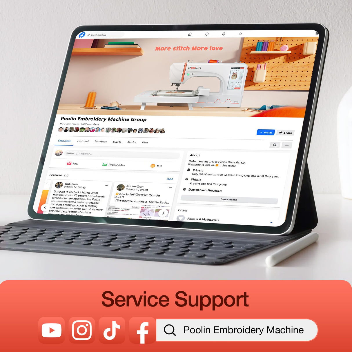 POOLIN EOC06 Embroidery Machine 7.9x11 Inch Large Hoop for Beginners,Computerized 7 Inch Touchscreen,Machine Embroidery Gifts,Includes Hoops,USB,Stabilizer,Bobbins,Home Embroidery Machine Poolin