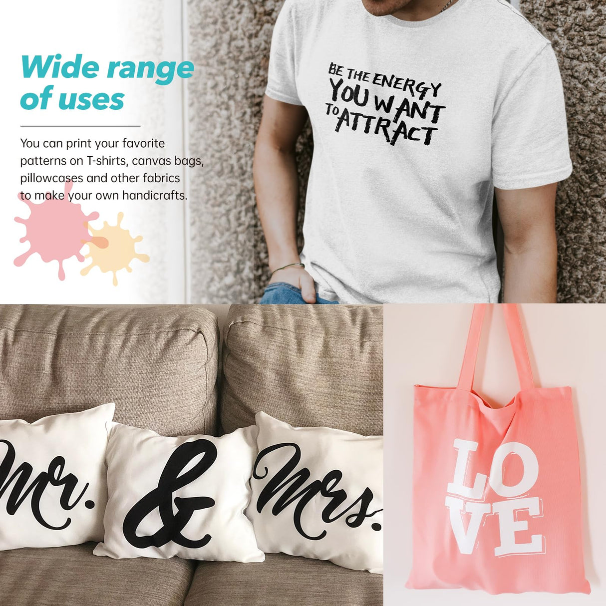 Ecoofor 49pcs All-in-One Screen Printing Kit with, 3 Size Wood Screen Printing Frames, 6 Colors Screen Printing Ink,10 A4 Size Inkjet Transparency Films Ecoofor