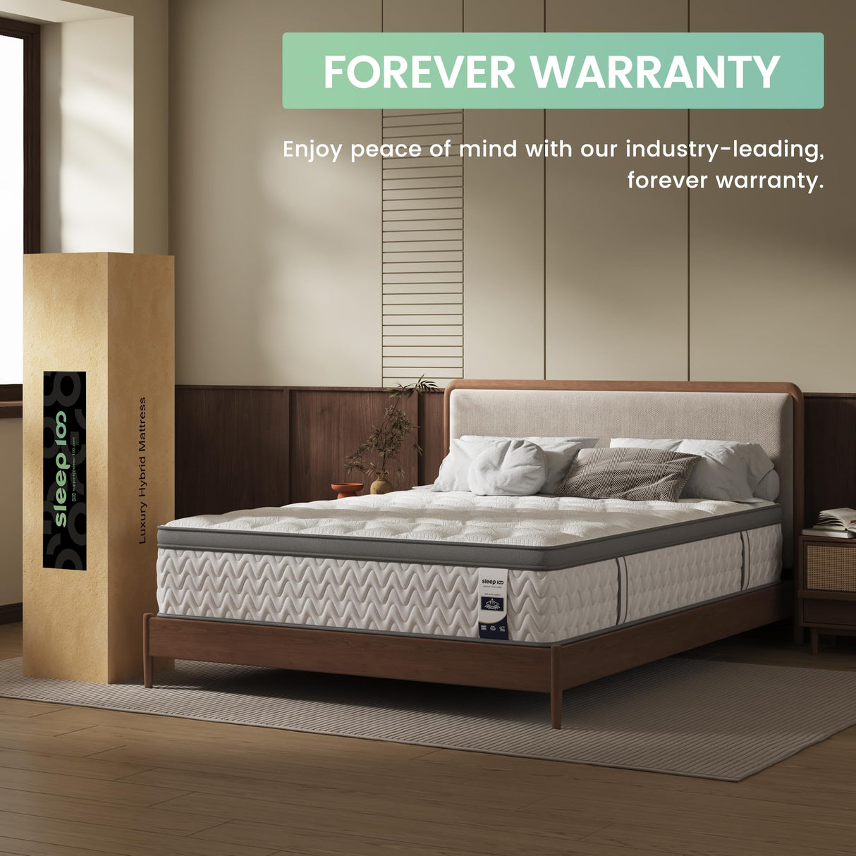 SLEEP100 Queen Mattress 12 Inch, 5-Zone Deep Sleep Firm Mattress with Extra Lumbar & Shoulder Support, Hotel Collection Hybrid Mattresses Pain Relief - Fiberglass Free - No Odor - 365 Night Trial SLEEP100