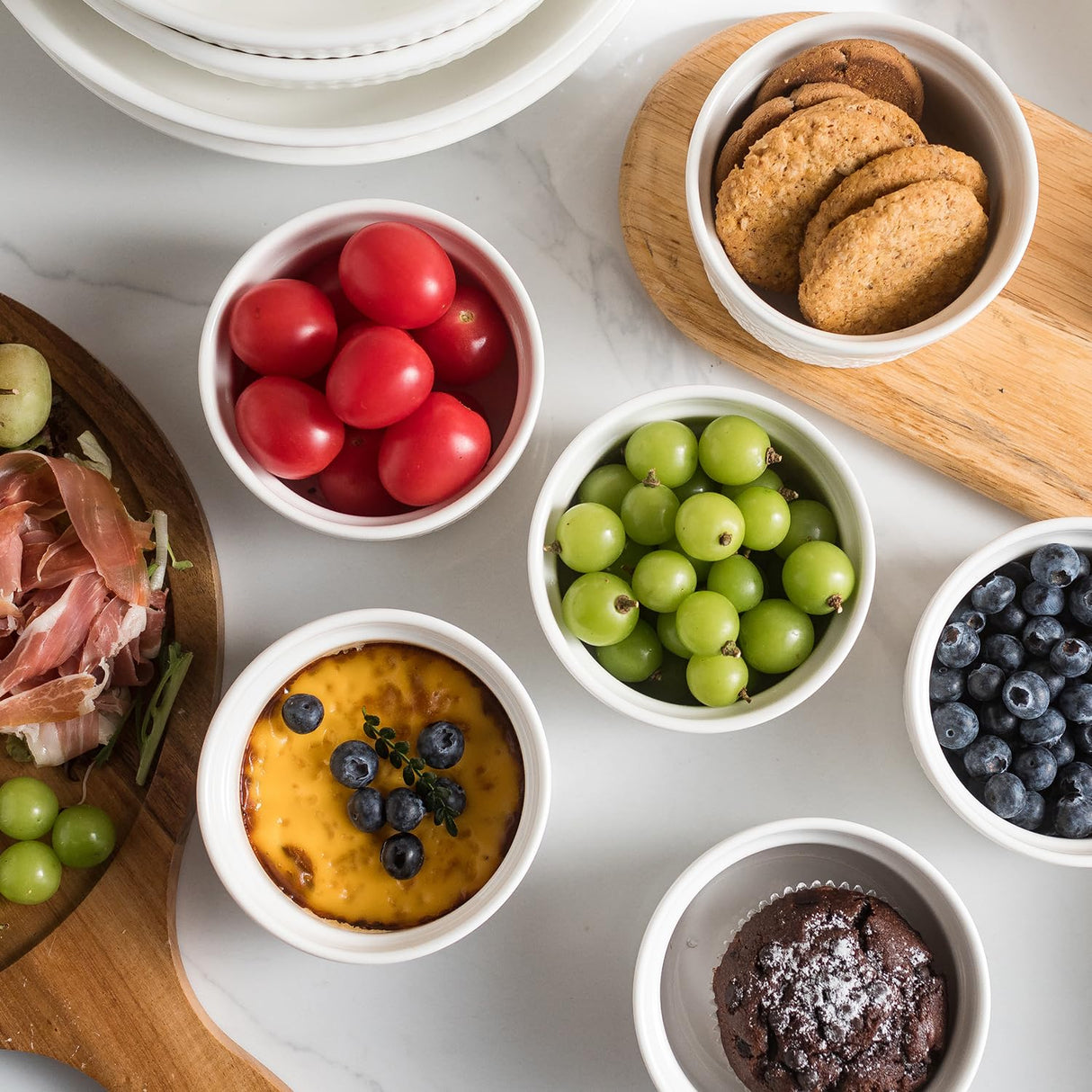 Ramekins for Creme Brulee, 9 ounces Set of 4 Lava Cake, Pudding, Souffle, Small Sauce Bowl, Ceramic Baking Dishes Farmhouse Decor Arctic White MISSYSSIM