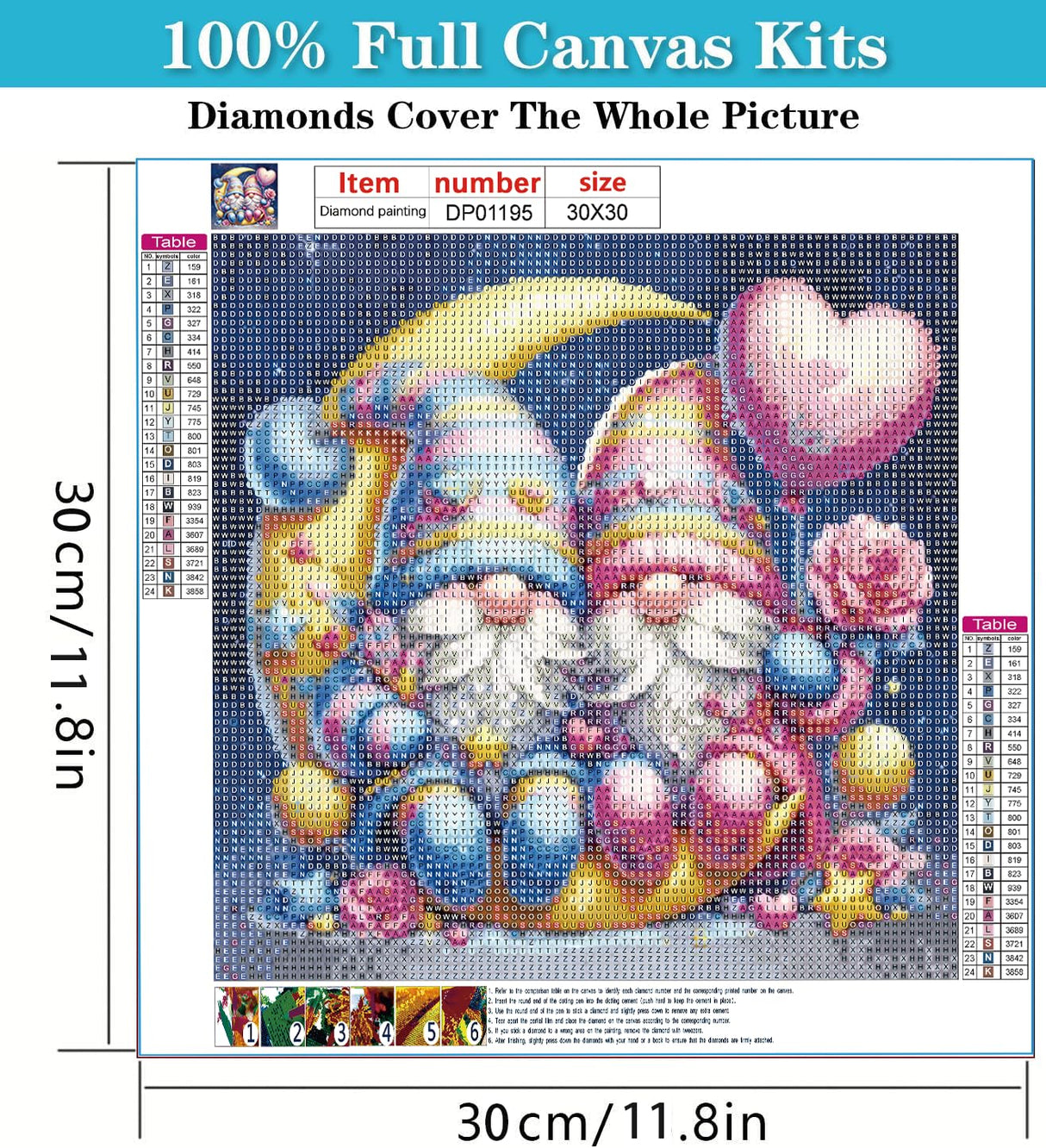 RYMILIE 5D Gnome Diamond Painting Kits for Adults Beginners,DIY Round Drill Diamond Art Kits Full Moon Love,Paint by Diamonds Dot Gem Art Crystal Easy,Home Wall Decor 【11.8x11.8 inch】 RYMILIE