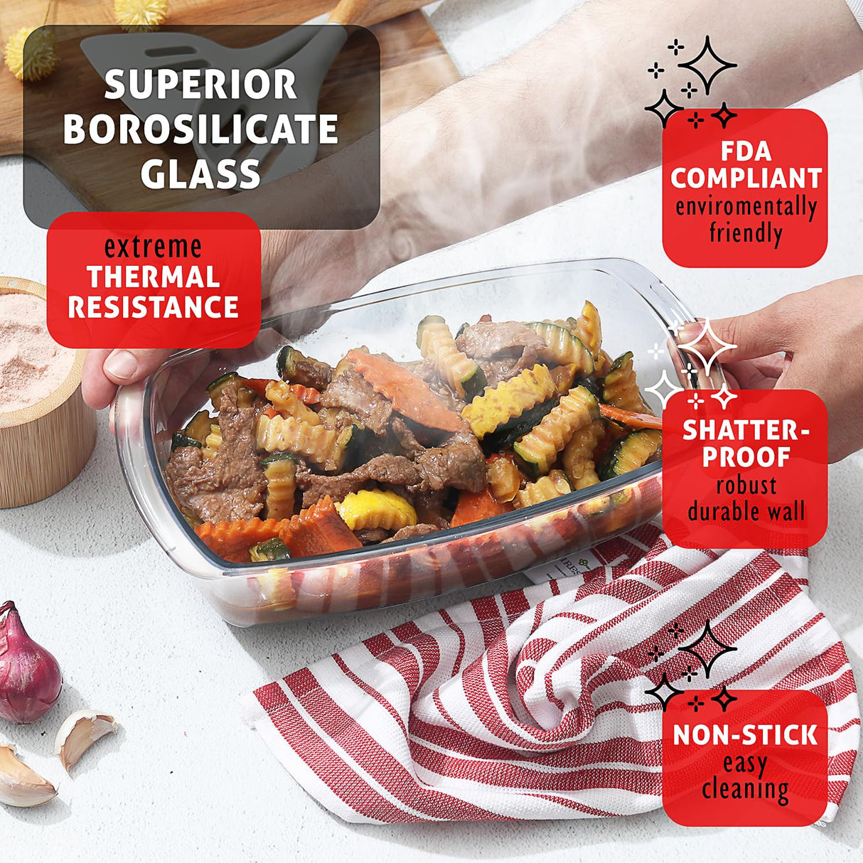 EATEX Glass Bread Pans for Homemade Bread Baking, 1.9 Qt Deep Glass Food Storage Containers with Lids Glass, 3 Glass Bread Loaf Pans 3 Airtight Lids EATEX