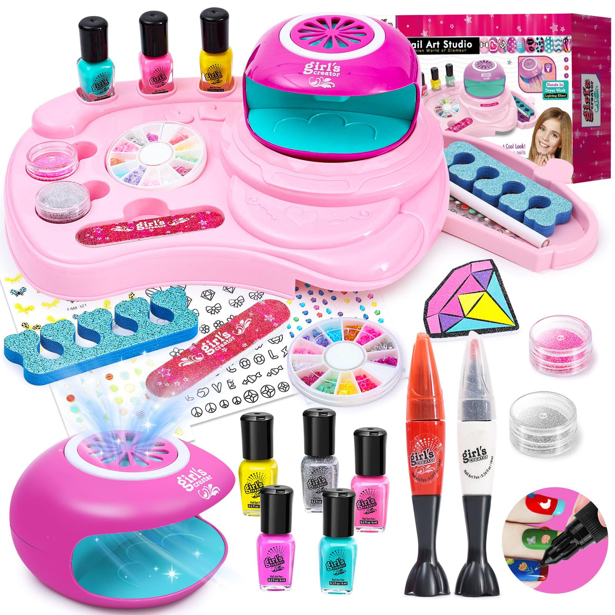 Combaybe Kids Nail Polish Set for Girls - Girls Toys 8-10 - Nail Art Kit for Kids Ages 7-12, Non toxic Nail Polish Kids Nail Kit Girl Stuff for Spa Manicures, Idea Birthday Gift for Girls 8 9 10 12 Combaybe