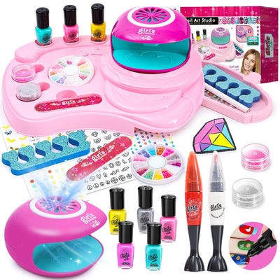 Combaybe Kids Nail Polish Set for Girls - Girls Toys 8-10 - Nail Art Kit for Kids Ages 7-12, Non toxic Nail Polish Kids Nail Kit Girl Stuff for Spa Manicures, Idea Birthday Gift for Girls 8 9 10 12