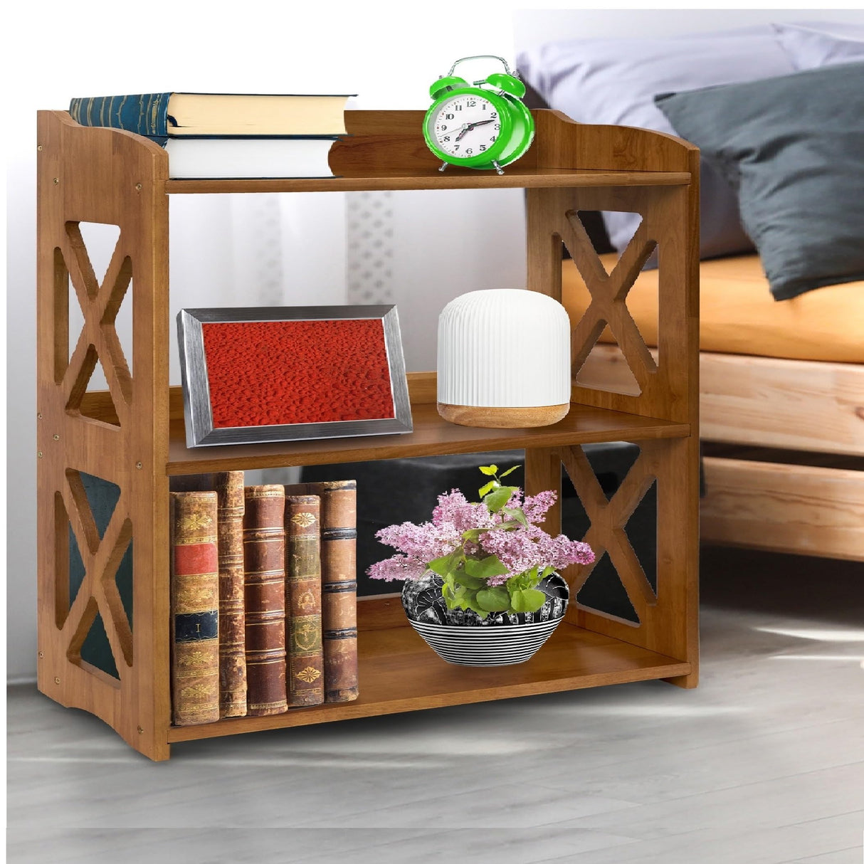 Stylish YCICI 3-Tier Brown Bookshelf - Compact Freestanding Storage Solution YCICI